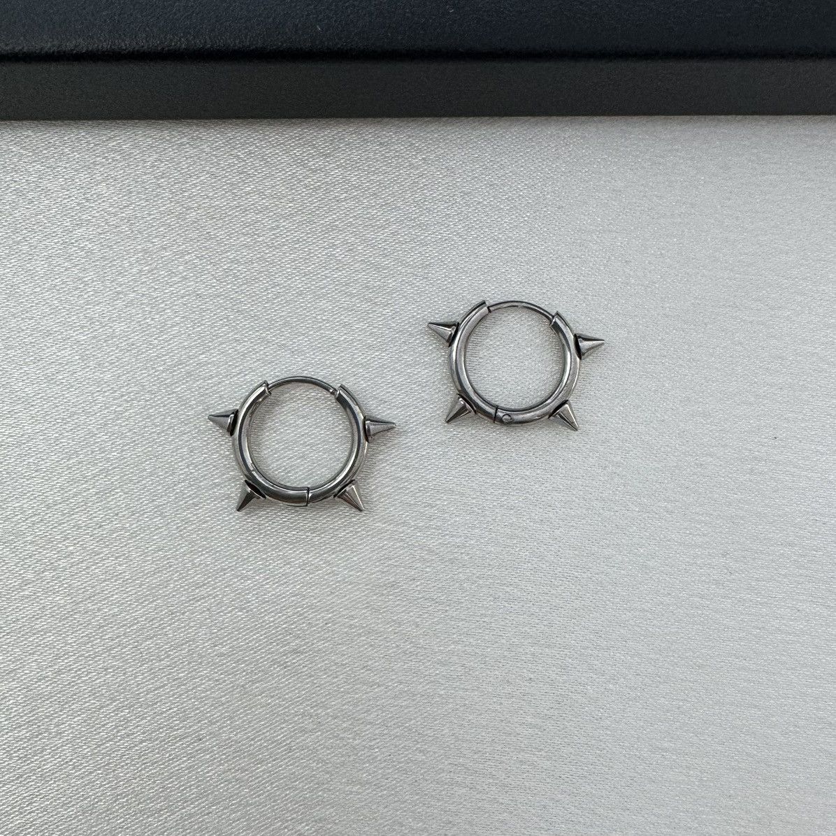 Other 14mm Spiked Hoop Earrings for Men Women Hip Hop Punk Unisex Size ONE SIZE - 1 Thumbnail
