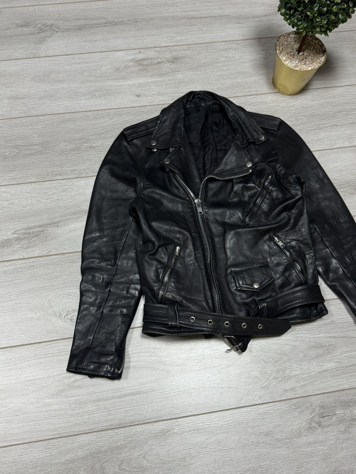 Genuine Leather Leather biker jacket vintage, zip up Size XS / US 0-2 / IT 36-38 - 3 Thumbnail