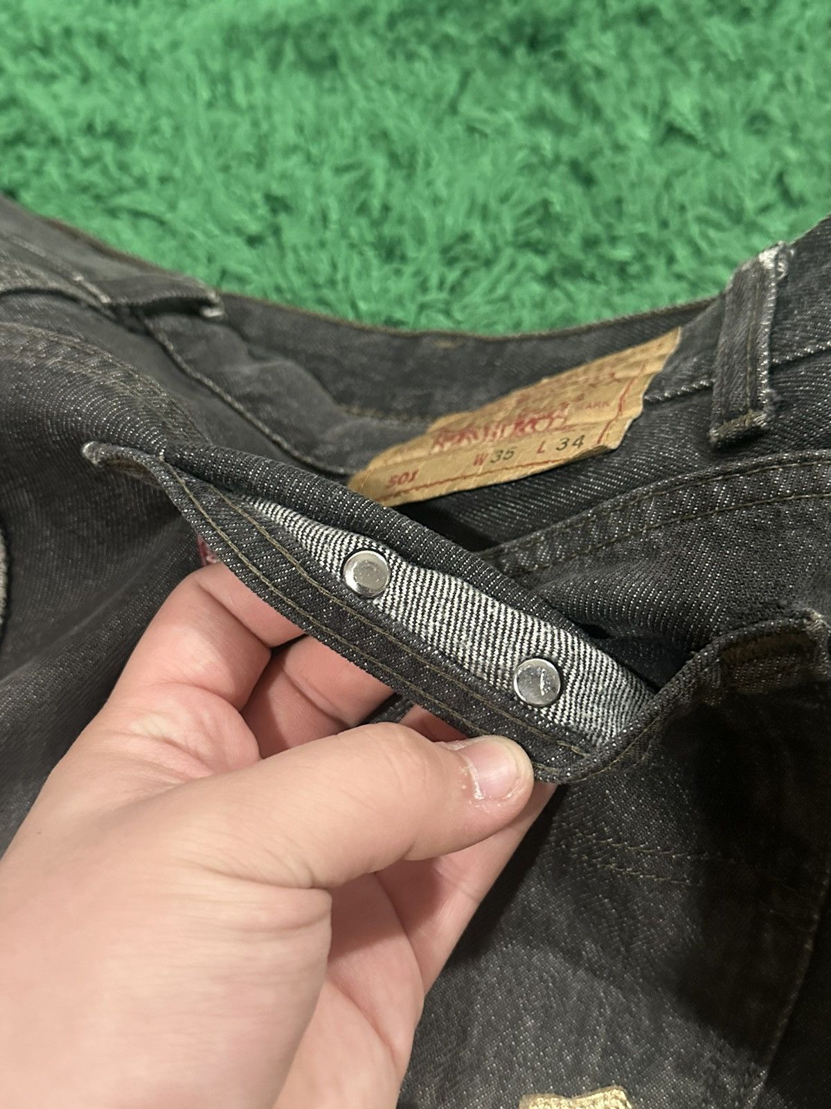 Chrome Hearts Chrome Hearts Levi’s 501 Grey Gold Patch Jeans Size US 33 - 11 Thumbnail