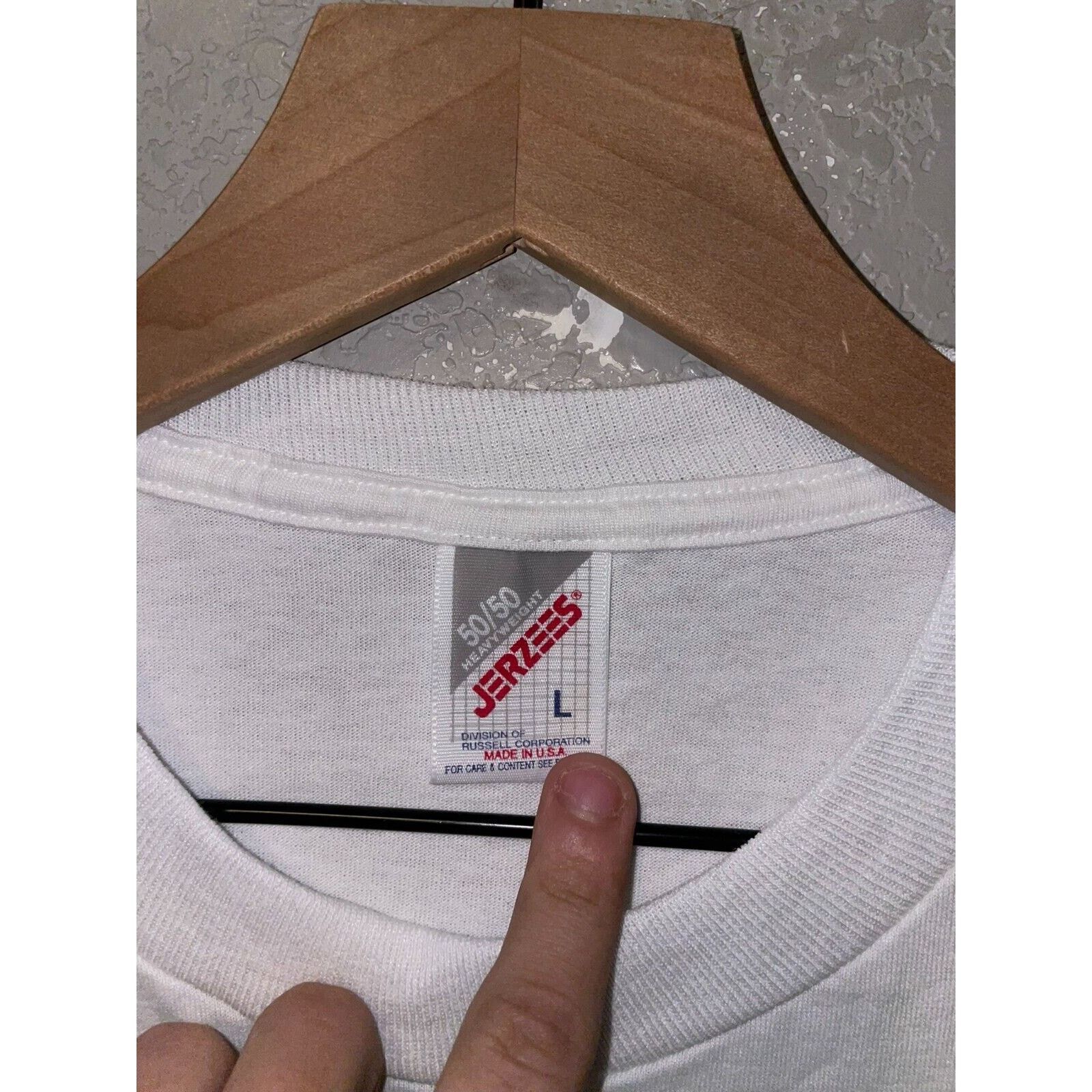 Jerzees VTG Test Print Shirt Virginia Montana Fish Trout White Tee Size US L / EU 52-54 / 3 - 4 Thumbnail