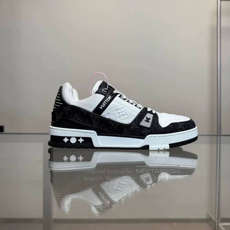 Louis Vuitton Louis Vuitton Trainer Black and White Denim shoes Size US 7 / EU 40 - 3 Thumbnail