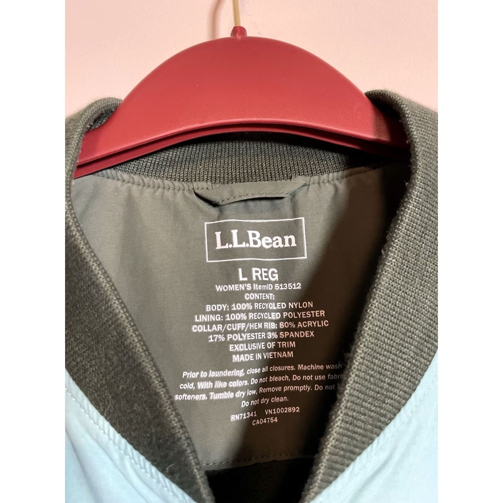Vintage L.L. Bean Womens Bomber Jacket Fleece Lining Zip Pockets Stand-Up Collar Ocean Teal Large (D448) Size L / US 10 / IT 46 - 4 Thumbnail