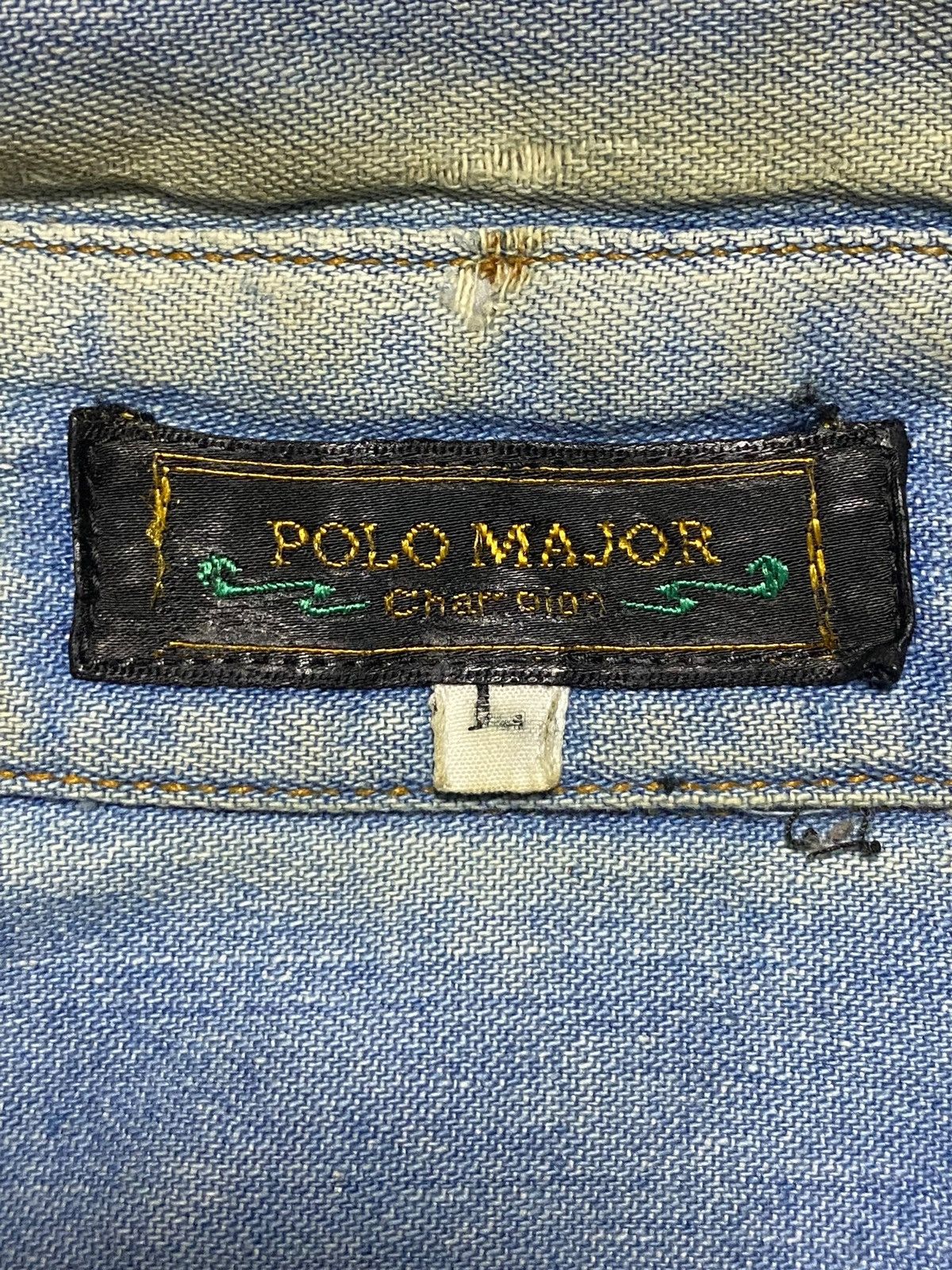 Polo Ralph Lauren Vintage Polo Major Champion Western Denim Light Blue Flannel Size US L / EU 52-54 / 3 - 18 Thumbnail
