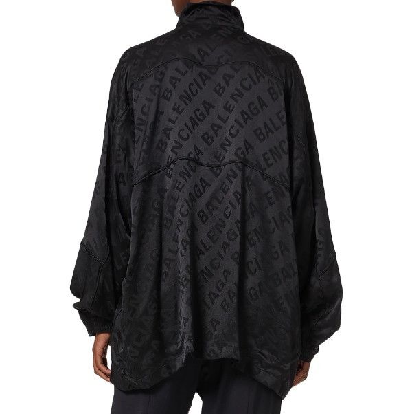 Balenciaga o1in1g1024 Large Allover Logo Fluid Zip- Up Jacket in Black Size S / US 4 / IT 40 - 2 Thumbnail