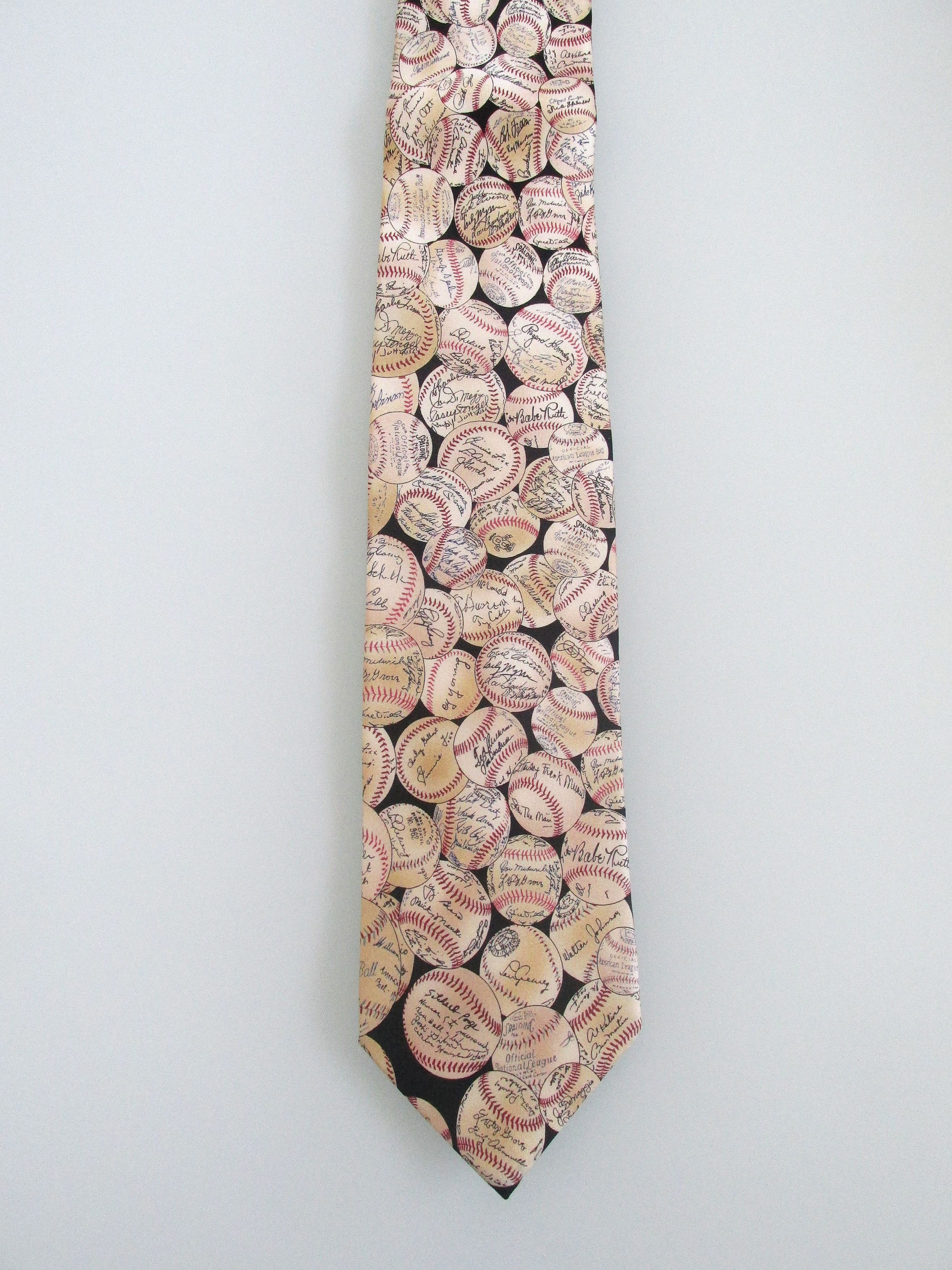 Other Museum Artifacts "Autographed Baseballs" Men's Silk Tie Size ONE SIZE - 2 Thumbnail