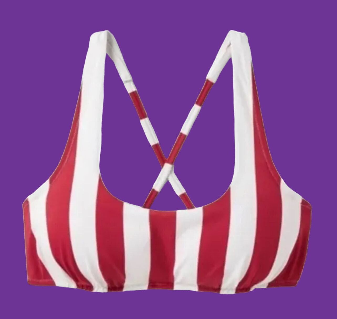 Other Shade & Shore - Women's Bralette Bikini Top - Red/White - 34 Size ONE SIZE - 3 Thumbnail