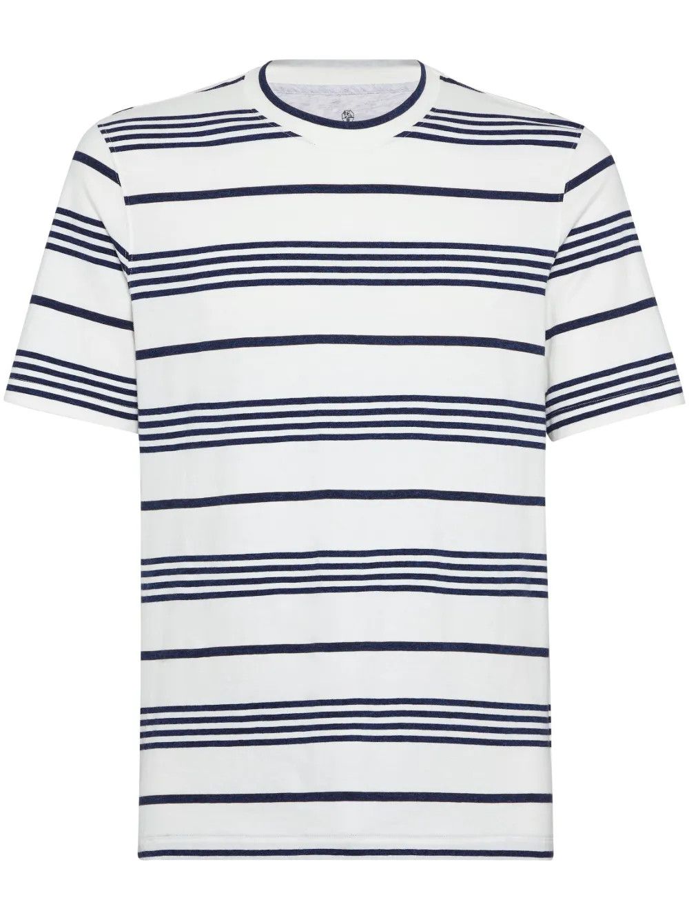 Brunello Cucinelli o1y0526 Crewneck T-Shirt in White/Black Size US XS / EU 42 / 0 - 1 Thumbnail