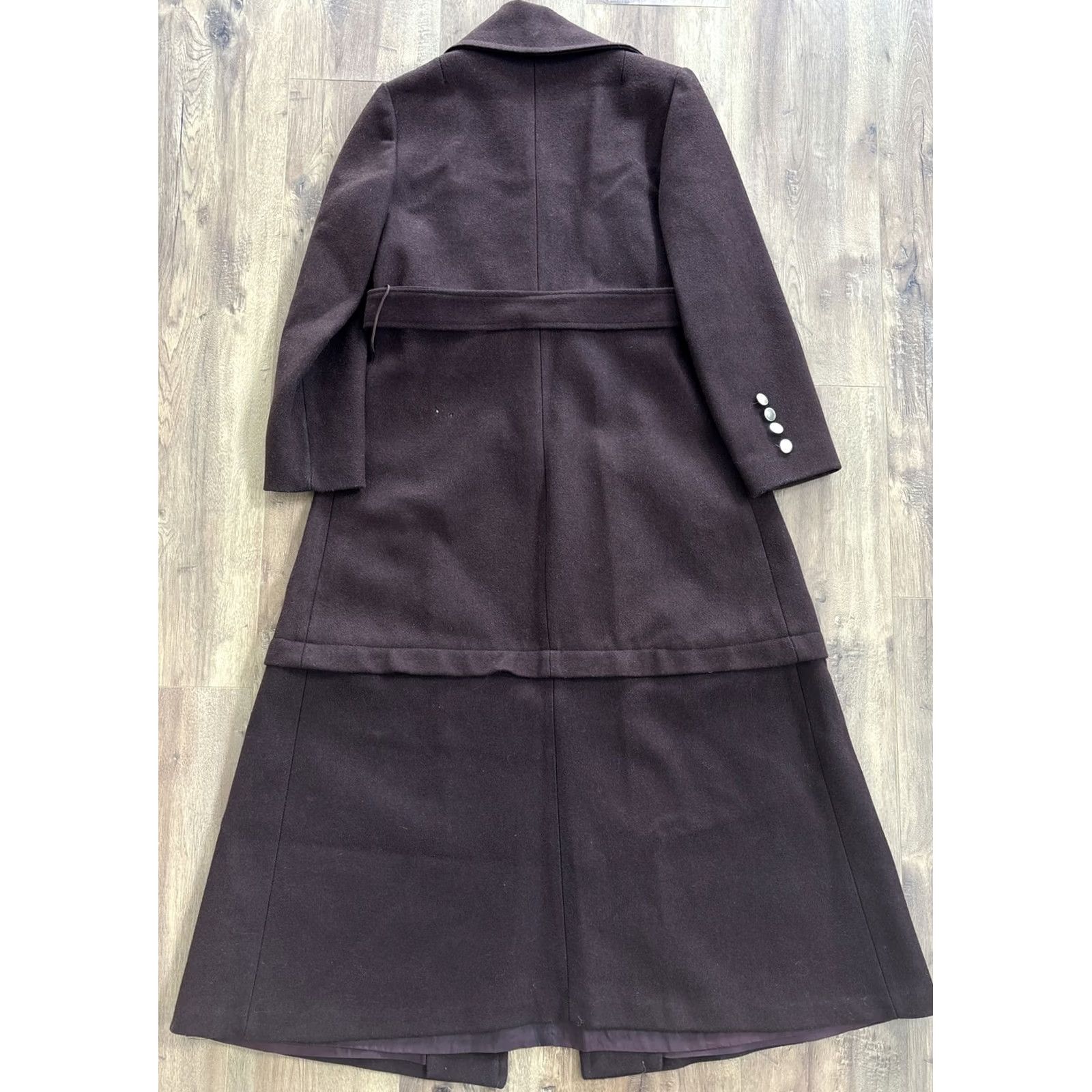 Vintage VTG 1970s Womens Trench Coat Long Wool Maroon Adjustable Length Large Regular Size L Womens Coat Vintage Size L / US 10 / IT 46 - 6 Thumbnail