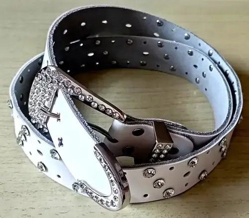 Japanese Brand Punk Hippie Glitter Diamond Leather Belt For Men And Women Size ONE SIZE - 2 Thumbnail