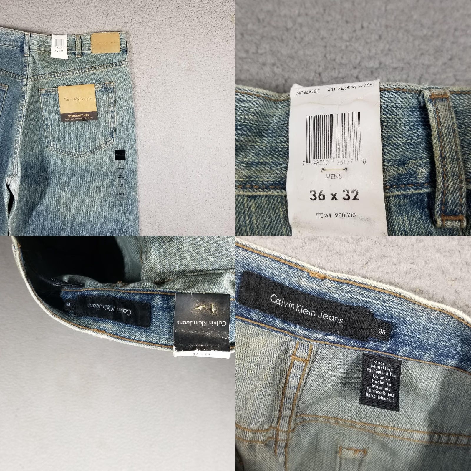 Vintage Calvin Klein Jeans 36x32 Medium Wash Straight Leg Denim Mens Size US 36 / EU 52 - 8 Thumbnail
