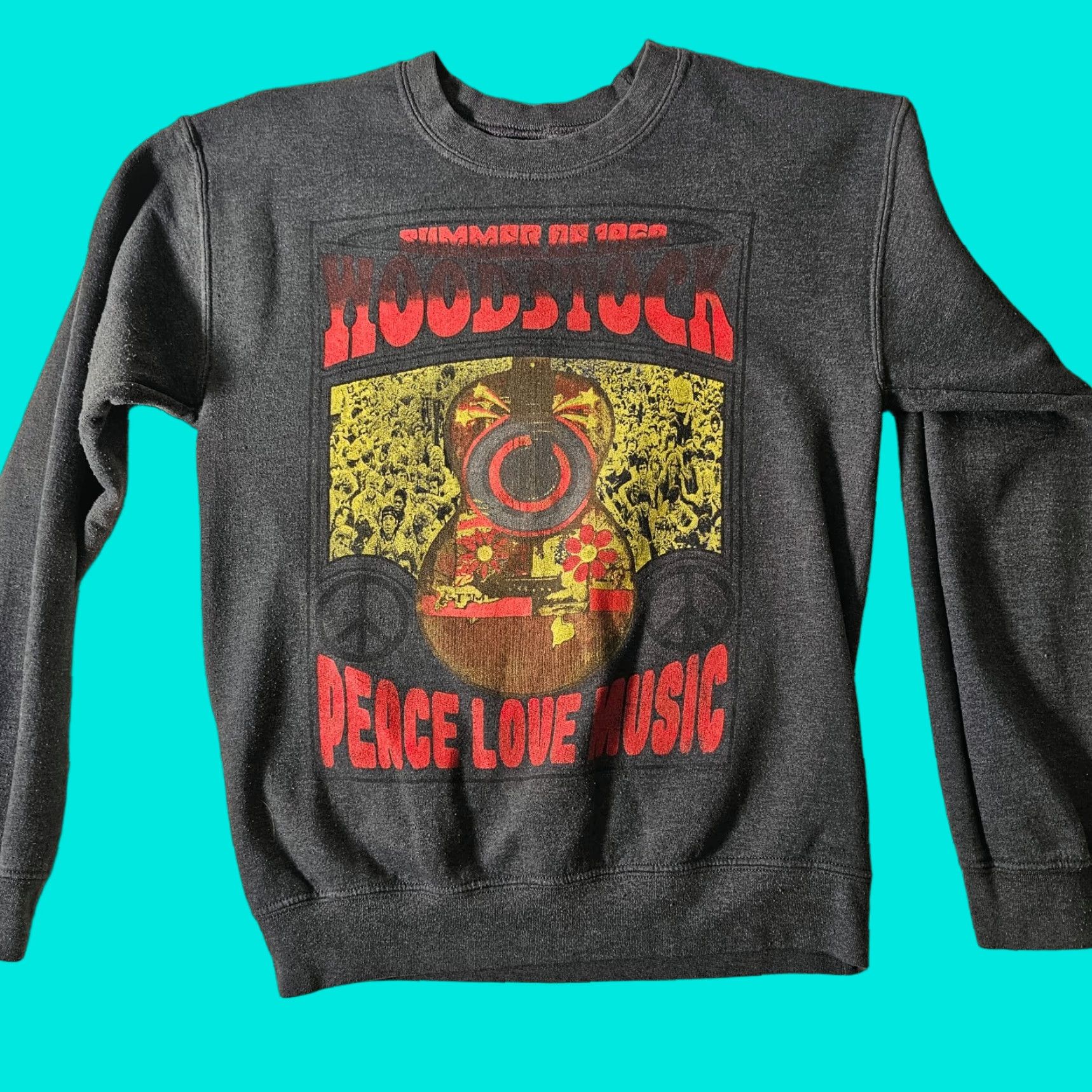 Vintage WOODSTOCK 1969 Sweater Life Clothing Co Gray Small Unisex Adults Long Sleeve Casual Size S / US 4 / IT 40 - 1 Thumbnail