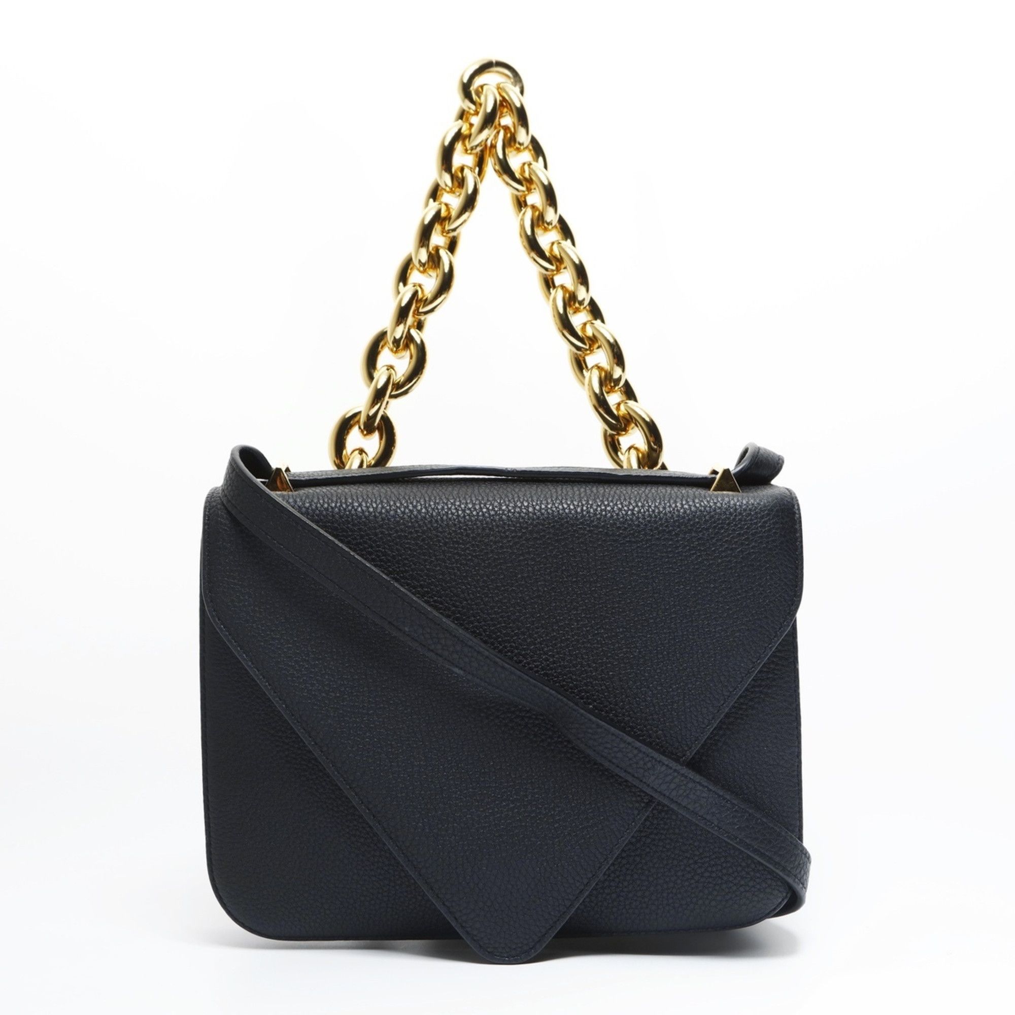 Bottega Veneta Bottega Veneta Leather Mount Envelope Chain Shoulder Bag in Black Size ONE SIZE - 1 Thumbnail