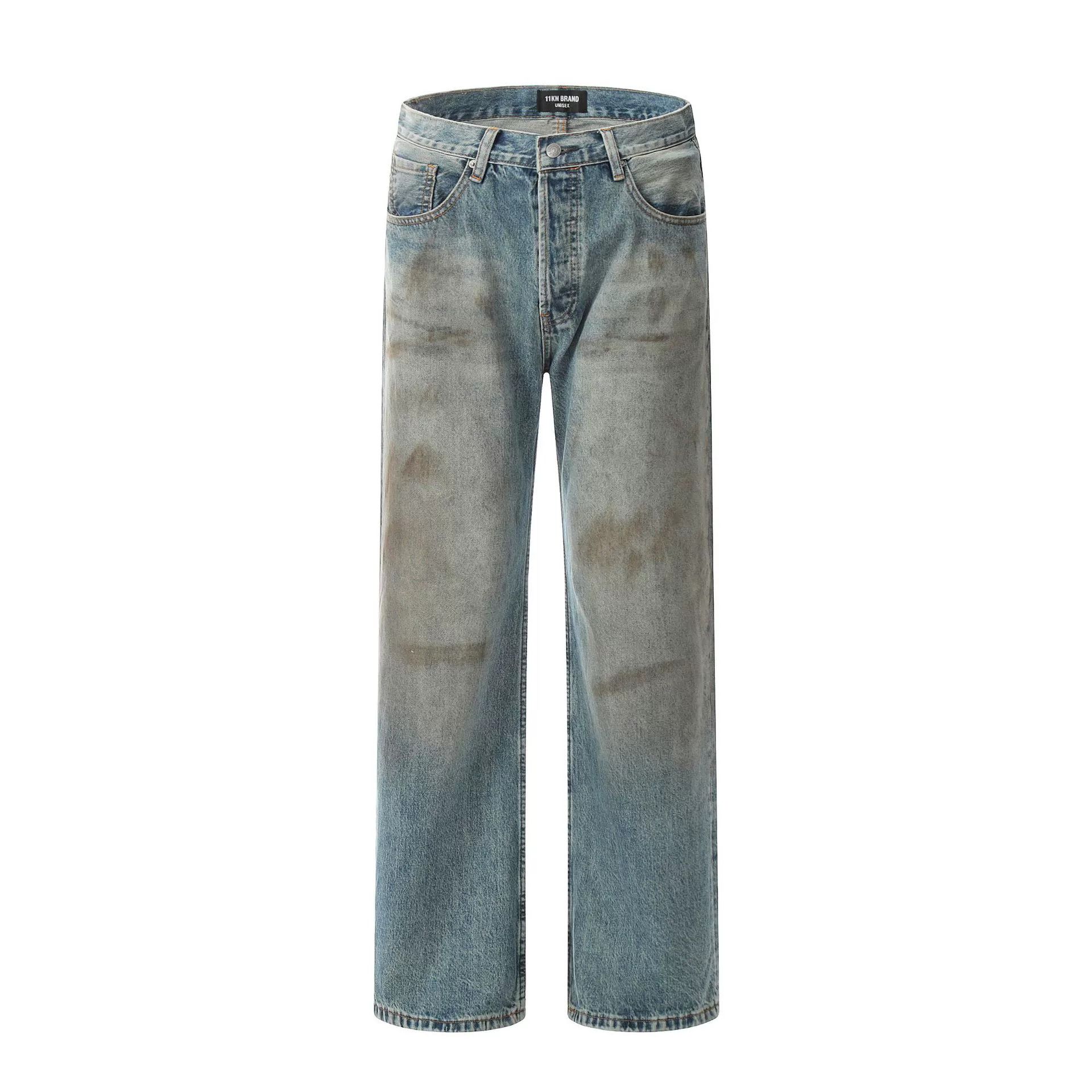 Japanese Brand × Jean Men's retro washed distressed straight loose casual jeans Size US 32 / EU 48 - 1 Thumbnail