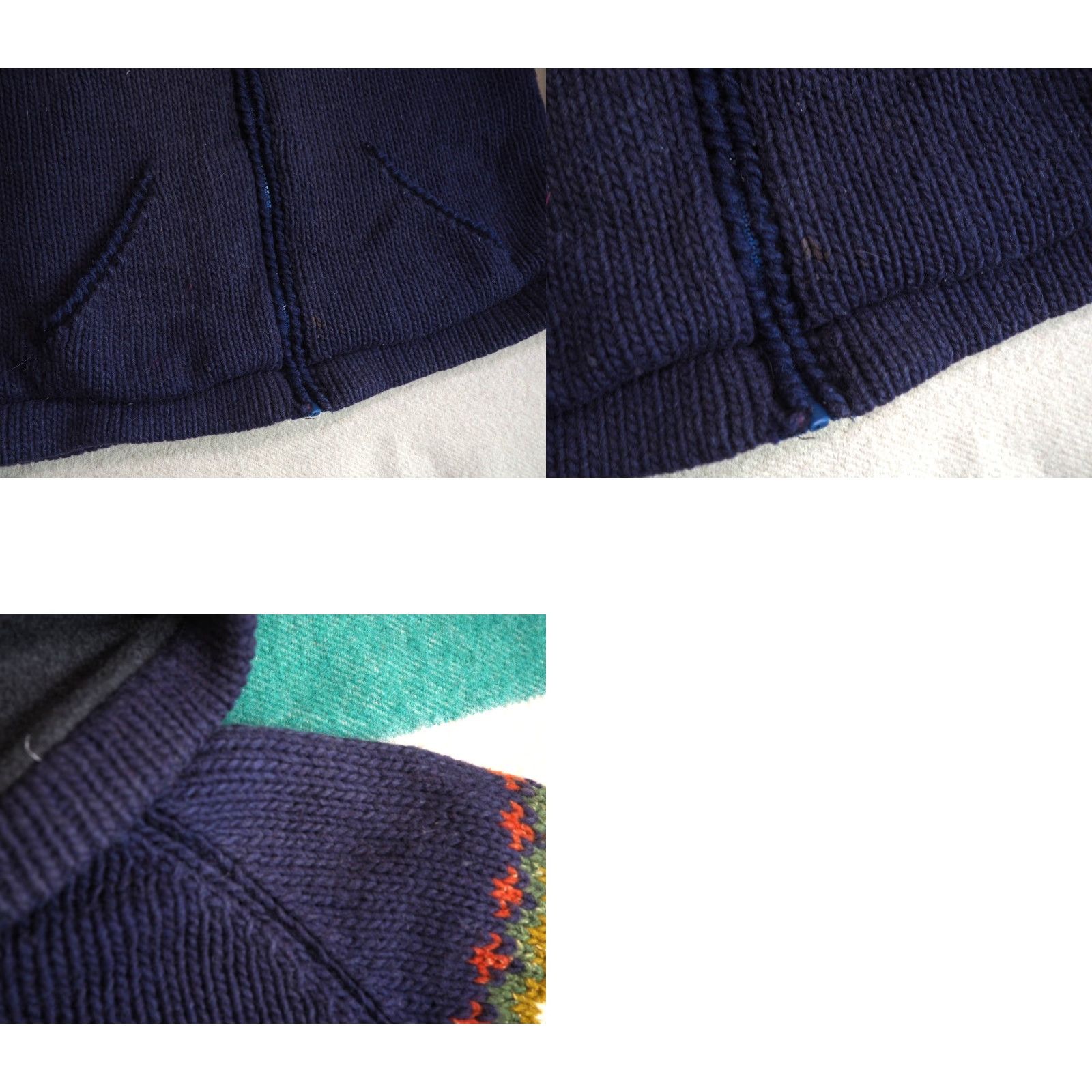 Vintage VTG Navy Blue Wave Hooded Full Zip Wool Fleece Lined Cowichan Sweater Womens M Size M / US 6-8 / IT 42-44 - 8 Thumbnail