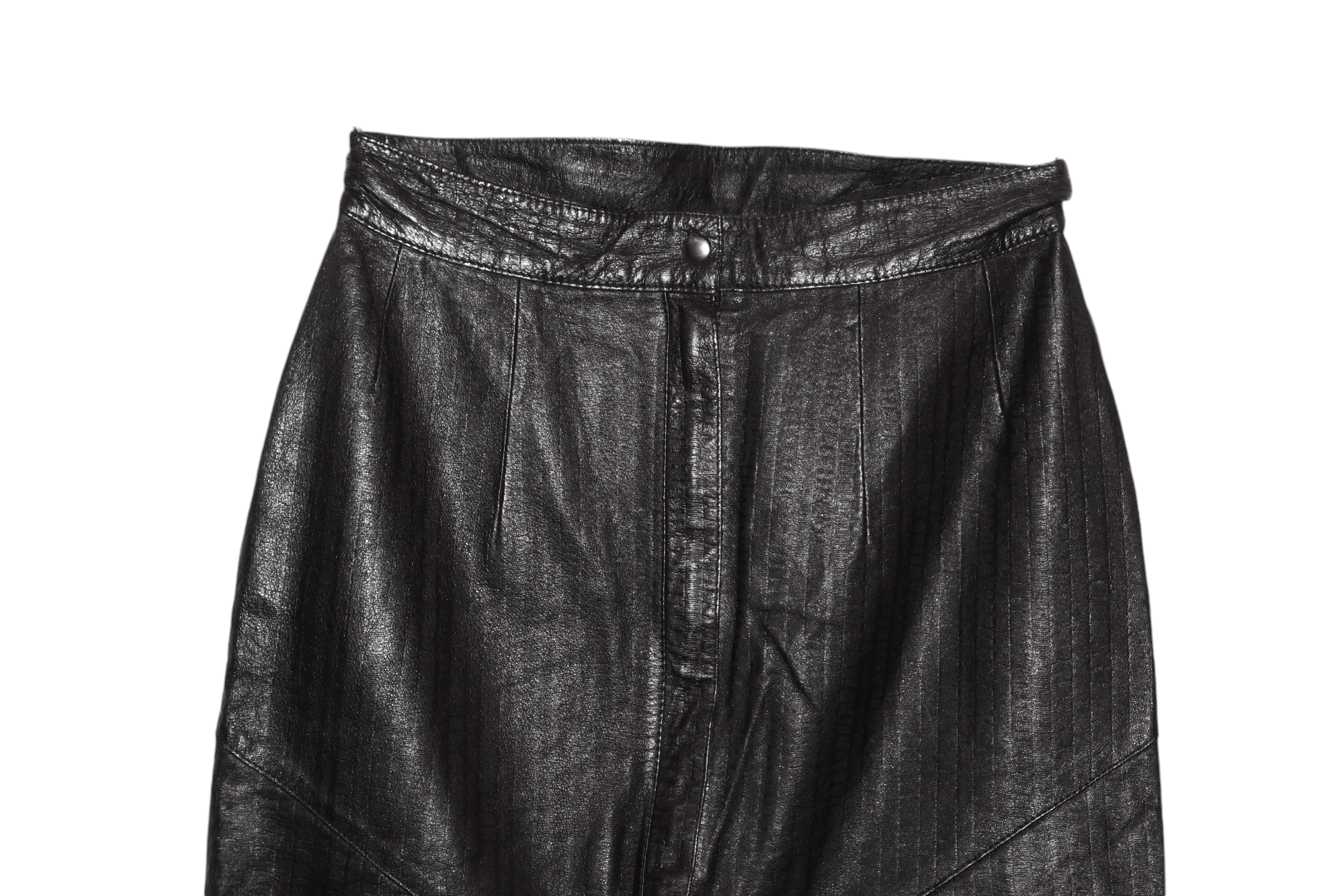 Genuine Leather RARE💥70's Giorgio Mobiani Leather Full zip pencil skirt Size 28" / US 6 / IT 42 - 4 Thumbnail