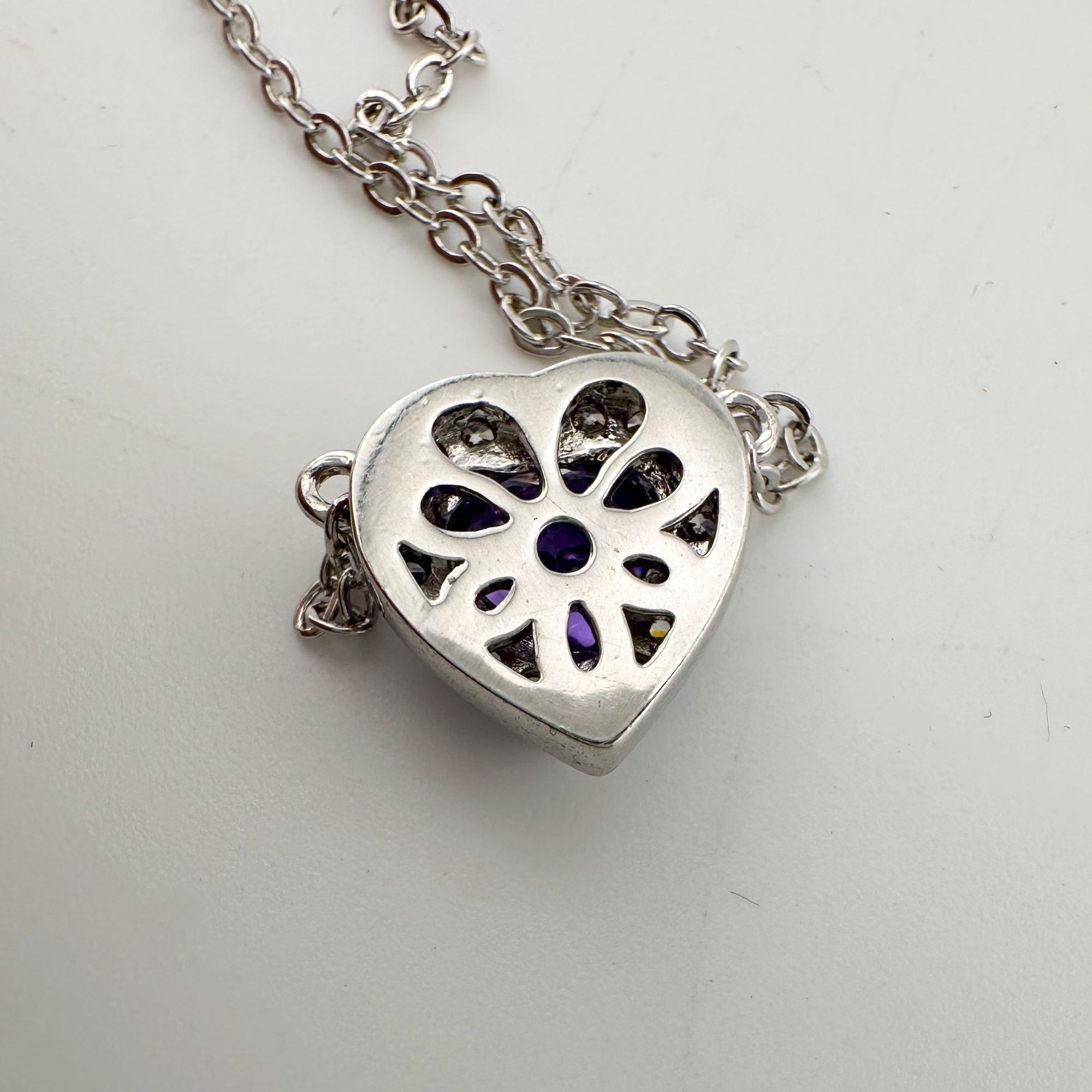 Other Amethyst and White Topaz Heart Shaped Halo Necklace Size ONE SIZE - 2 Thumbnail