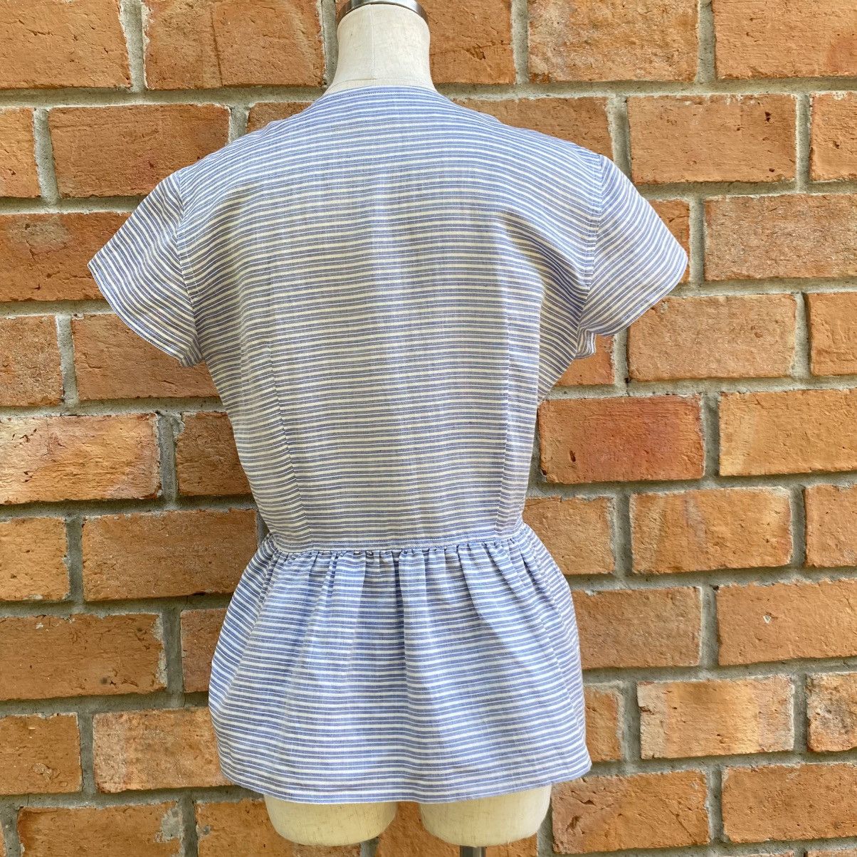 Givenchy Givenchy Blue Striped Peplum Button-Down Top Size S / US 4 / IT 40 - 15 Thumbnail