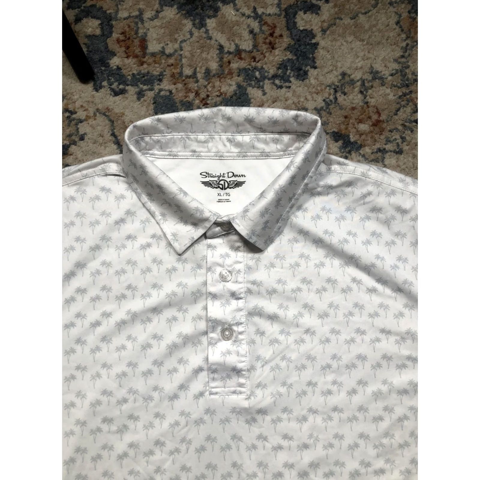 Vintage Straight Down Polo Shirt Mens XL White Palm Tree Print Golf Performance Casual Size US XL / EU 56 / 4 - 2 Thumbnail