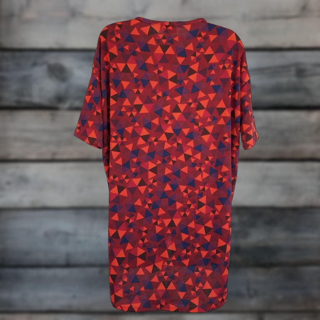 Vintage LuLaRoe Womens Irma Top Sz 2XS Maroon Blue Geometric Shirt Womens 2XS Geometric Size XXS / US 00 / IT 34 - 1 Thumbnail
