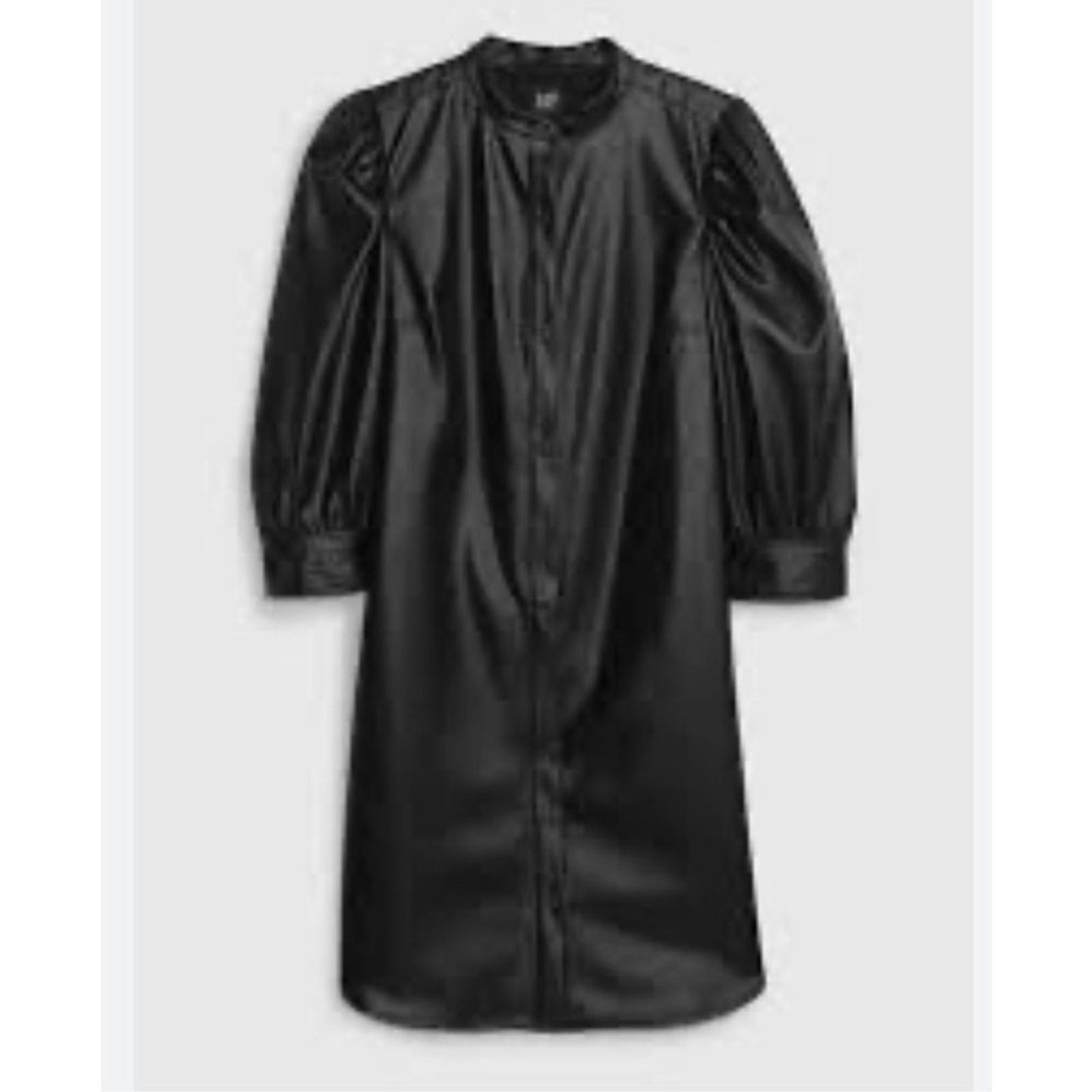 Gap NWOT GAP Puff Sleeve Leather Mini dress Shirt dress black Size S / US 4 / IT 40 - 2 Thumbnail