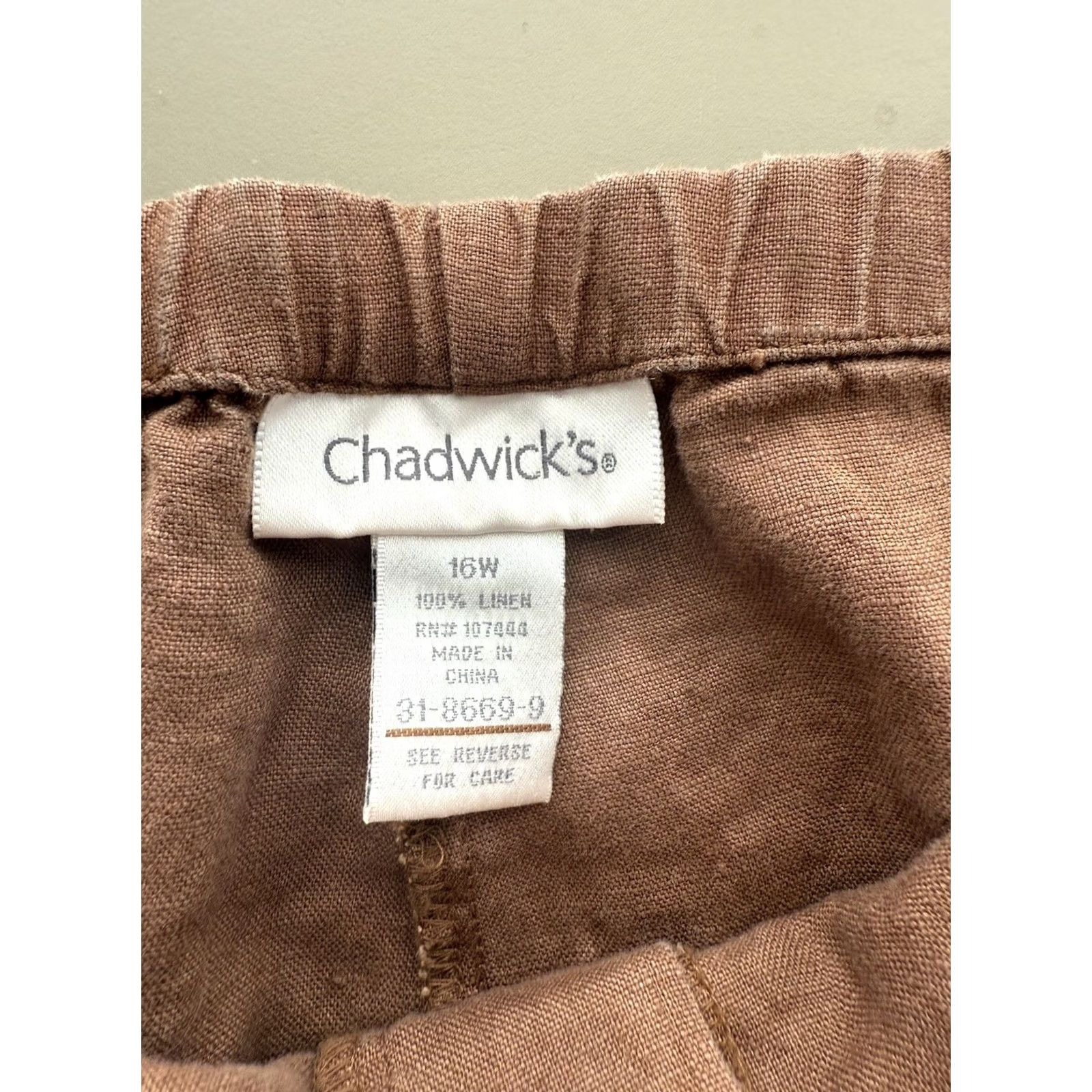 Rusty Chadwick’s Pants Size 16 Womens Rusty Tan Linen Coastal Beach Size 38" / US 16 / IT 52 - 4 Thumbnail