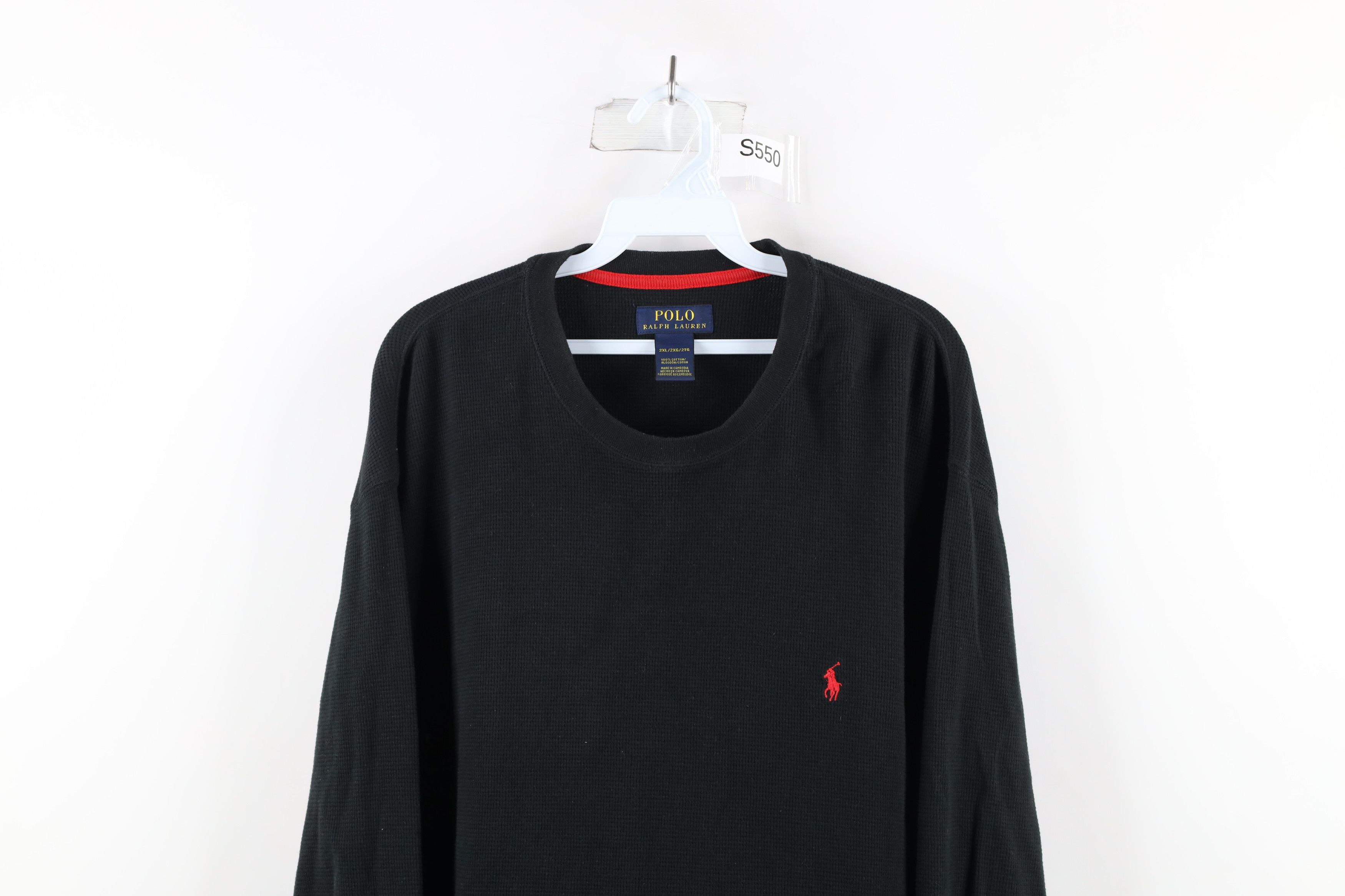 Ralph Lauren Vintage Ralph Lauren Waffle Knit Long Sleeve T-Shirt Black Size US XXL / EU 58 / 5 - 2 Thumbnail