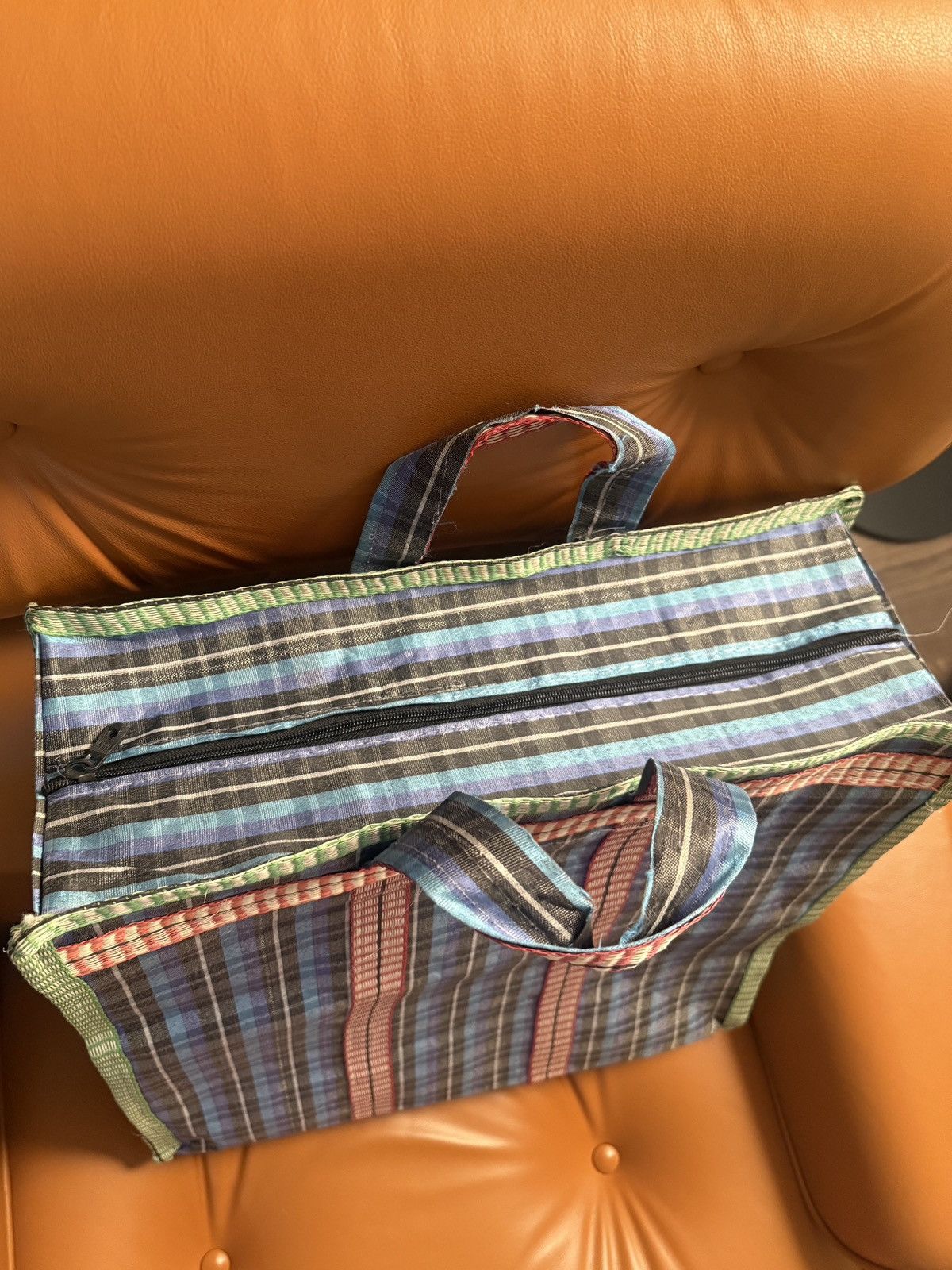 Bode Bode Checkered Big Picnic Zipper Bag [OS] Size ONE SIZE - 6 Thumbnail