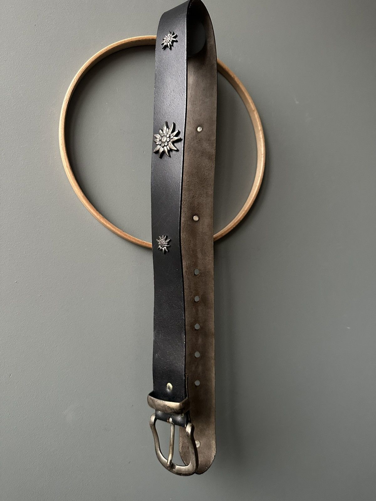 Vintage Vintage Italy Leather Belt Edelweiss Metal Concho Size ONE SIZE - 6 Thumbnail