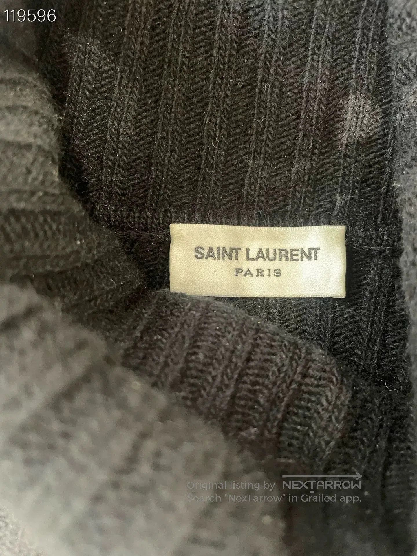 Yves Saint Laurent YSL Black Small Logo Turtleneck Sweater. Size L / US 10 / IT 46 - 3 Thumbnail
