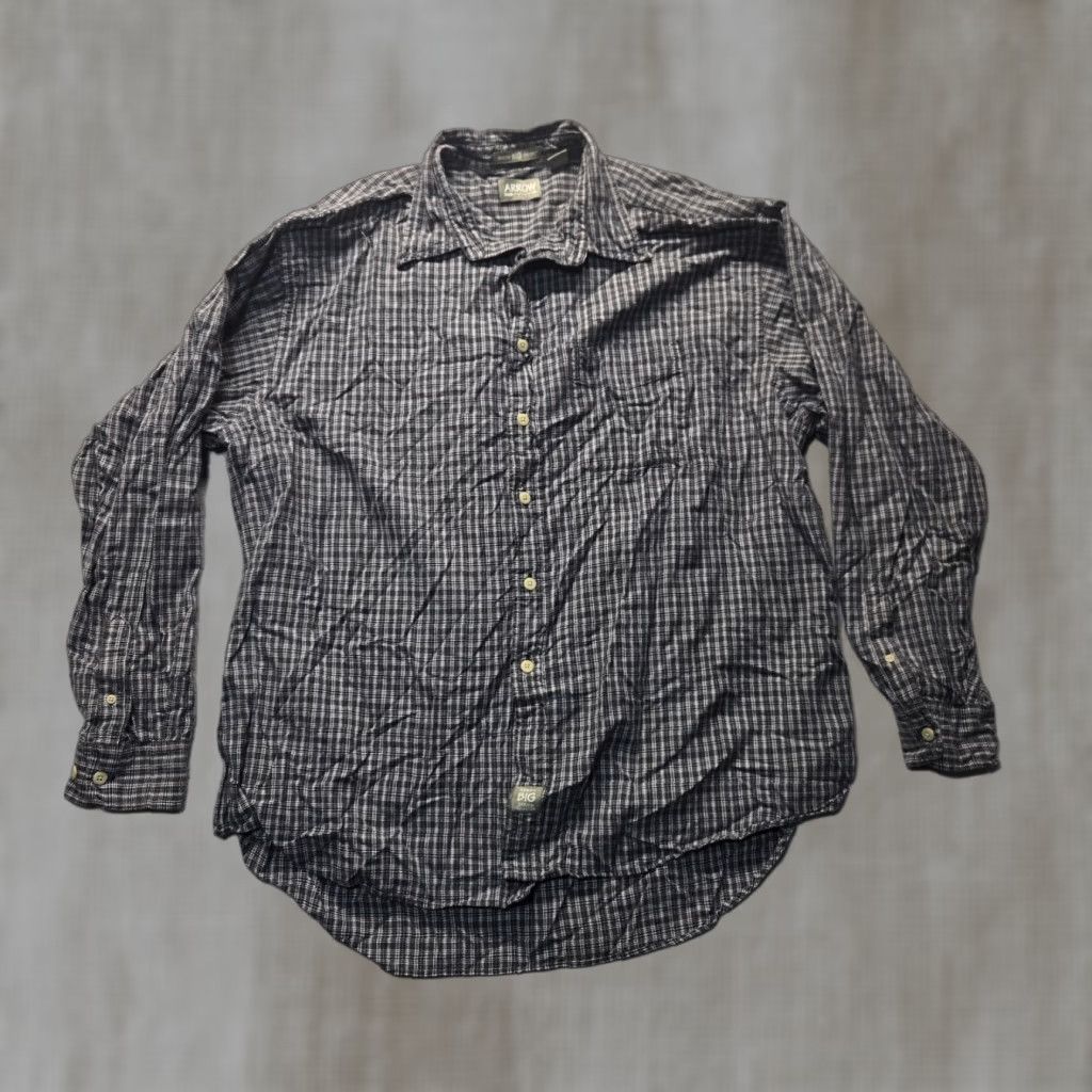 Arrow Arrow Shirt 2XL Mens Brown Checkered Long Sleeve Cotton Button-Up Shirt Size US XXL / EU 58 / 5 - 1 Thumbnail