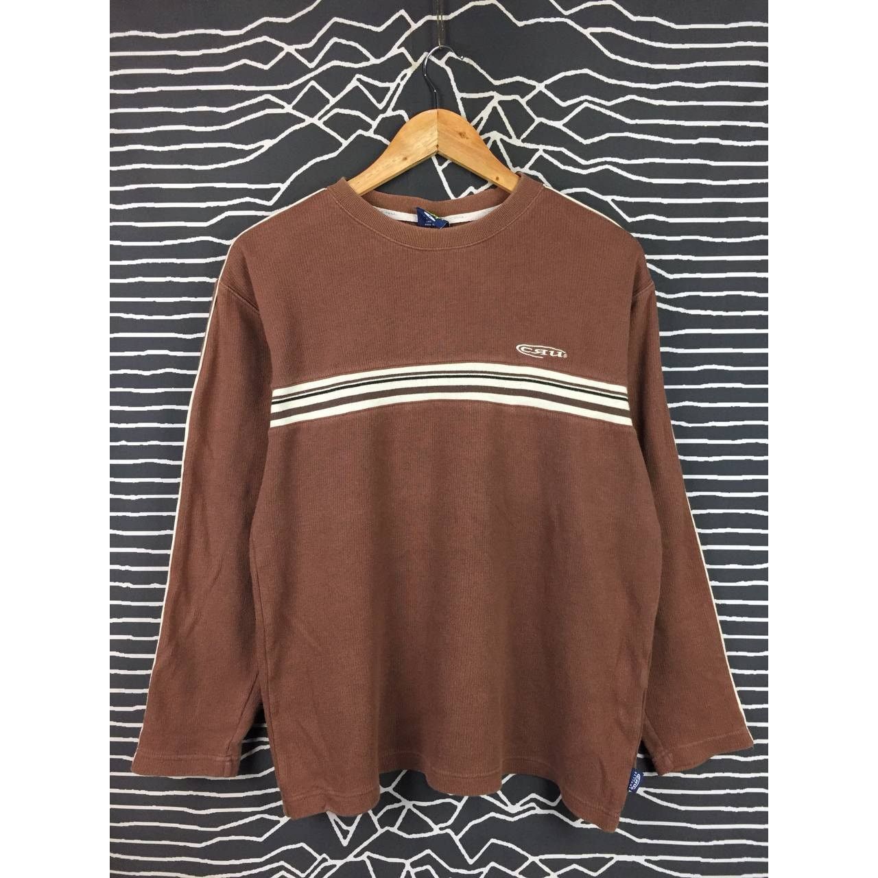 Japanese Brand × Vintage Vtg Cru Designs Small Logo Striped Long Sleeve Surf Tee Size US M / EU 48-50 / 2 - 1 Thumbnail