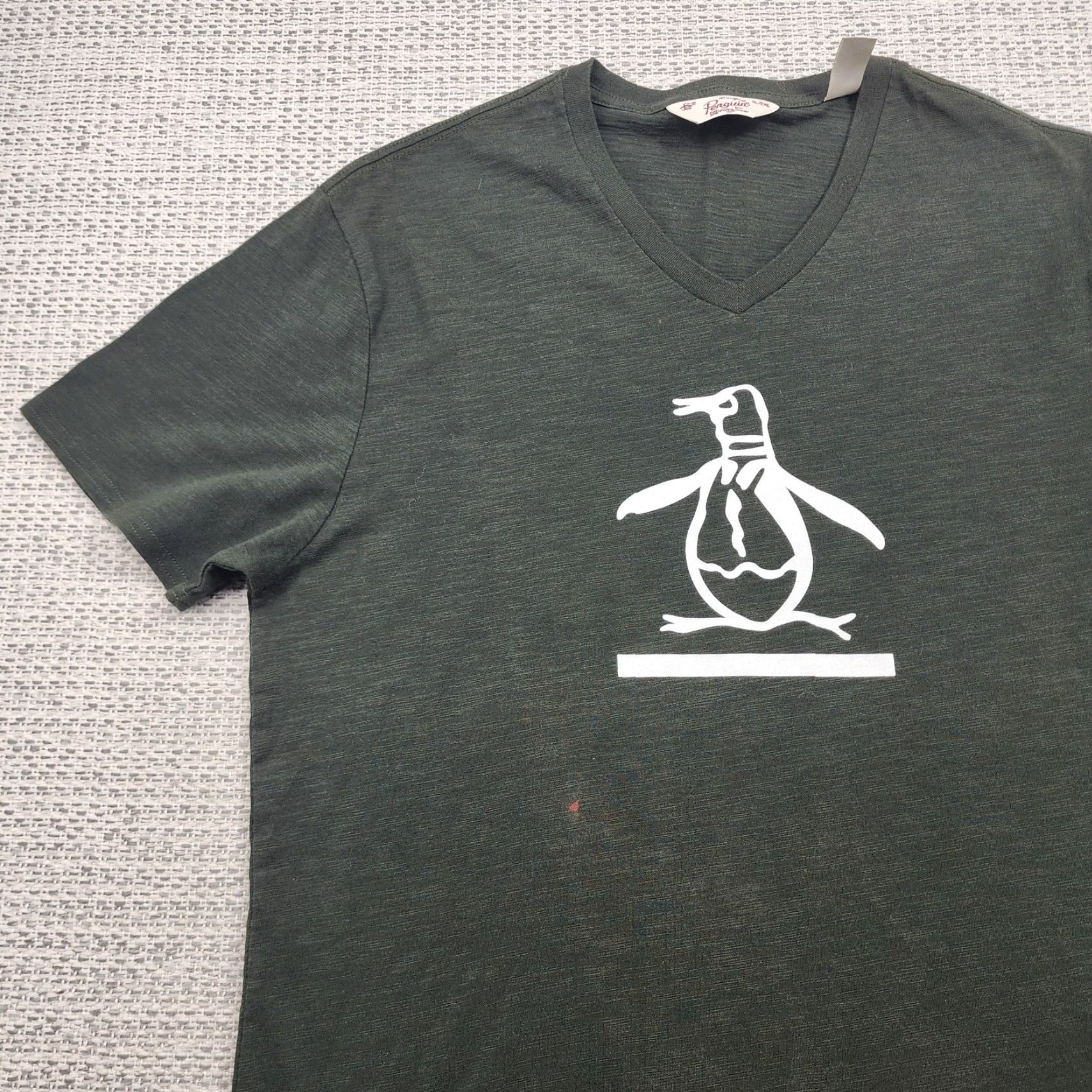Original Penguin Original Penguin Shirt Mens XL Dark Green V Neck Graphic Logo Tee 100% Cotton Size US XL / EU 56 / 4 - 3 Thumbnail