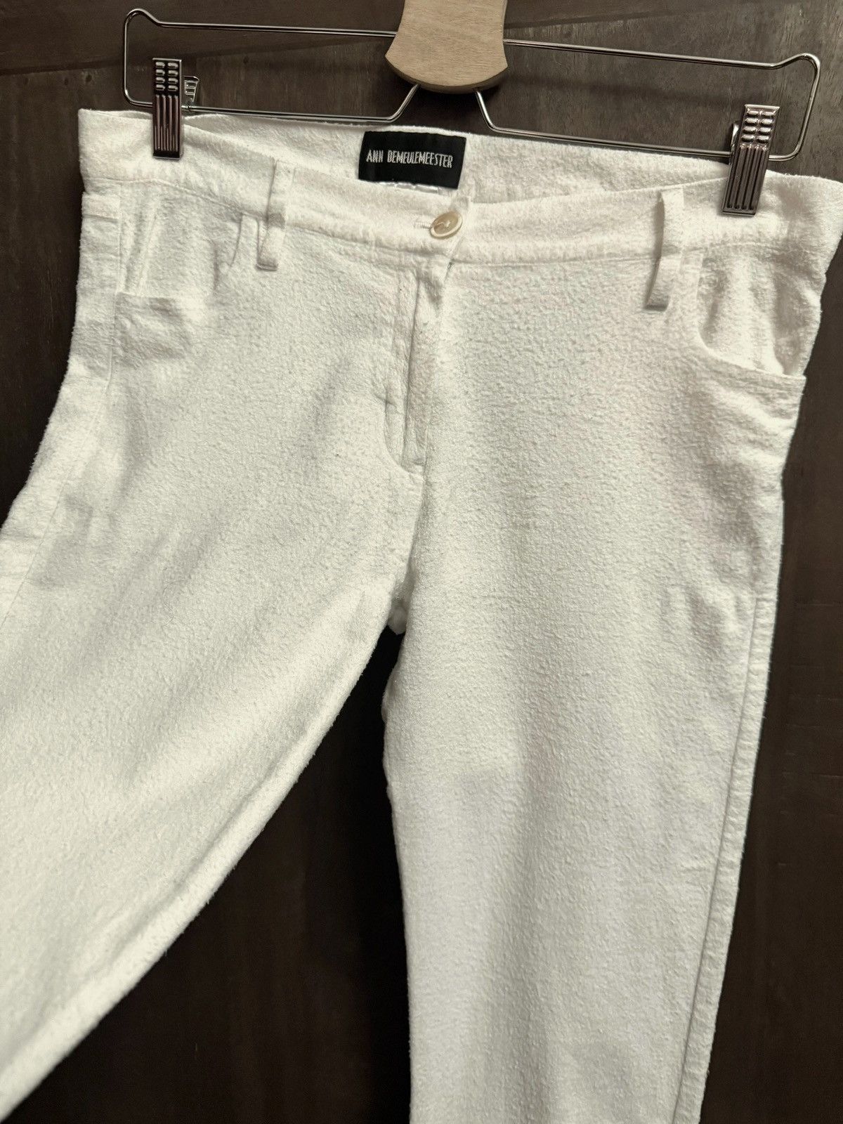 ann demeulemeester vintage slim textured pants women