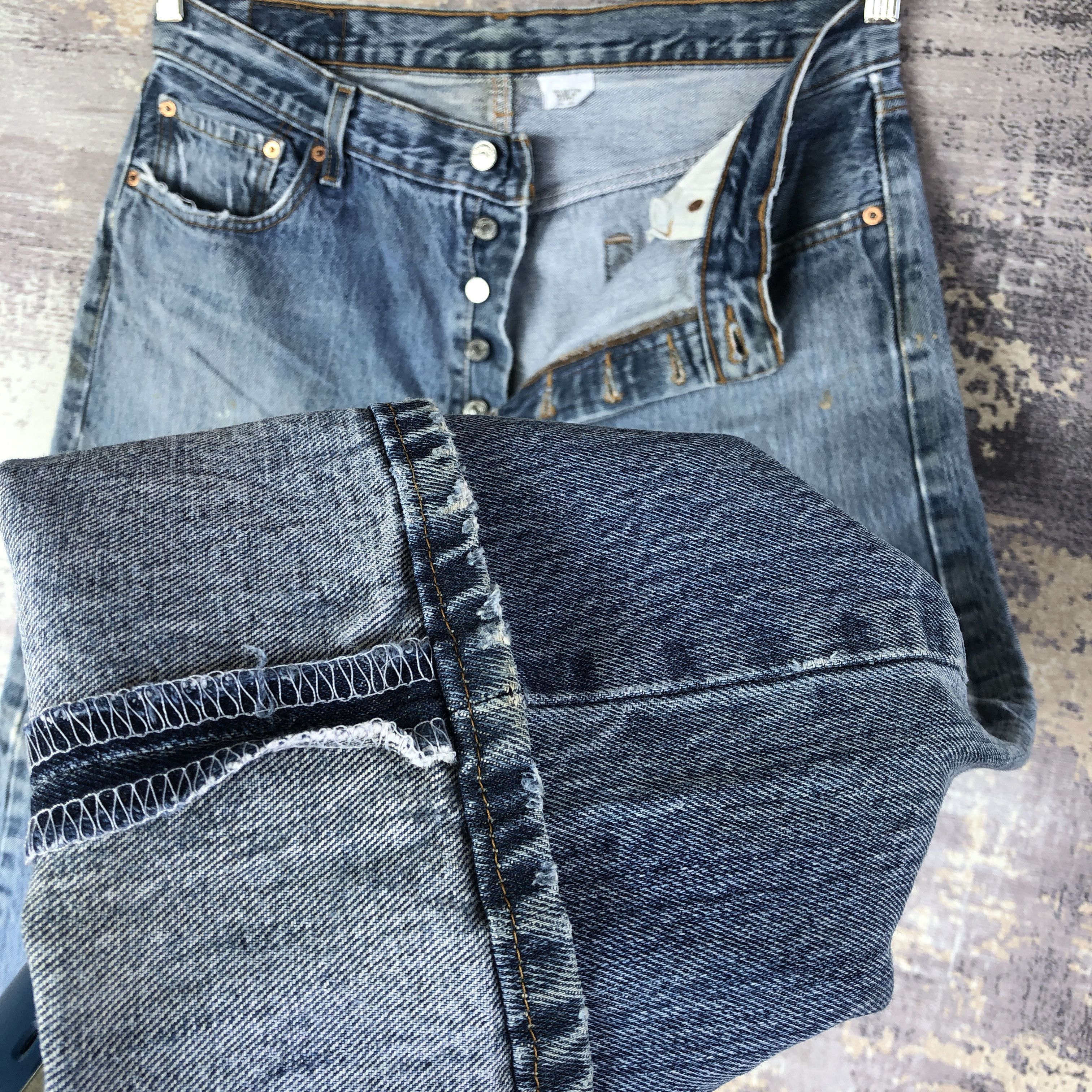 Levi's Vintage 90s Distressed Levis 501 Jeans Levi's Faded Denim Size US 32 / EU 48 - 8 Thumbnail