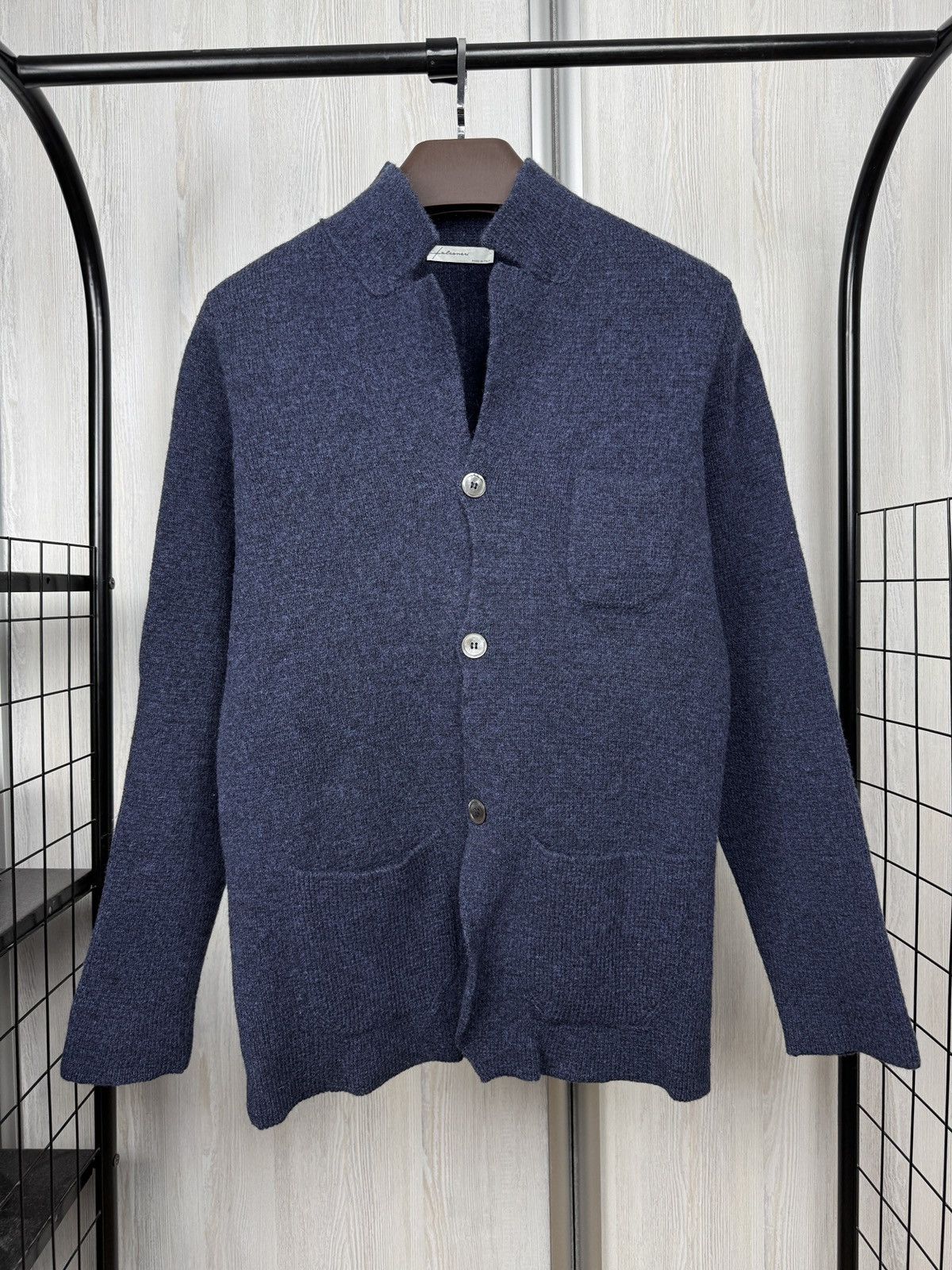 Falcone Falconeri blue knitted 3 button blazer cardigan Size 36R - 2 Thumbnail