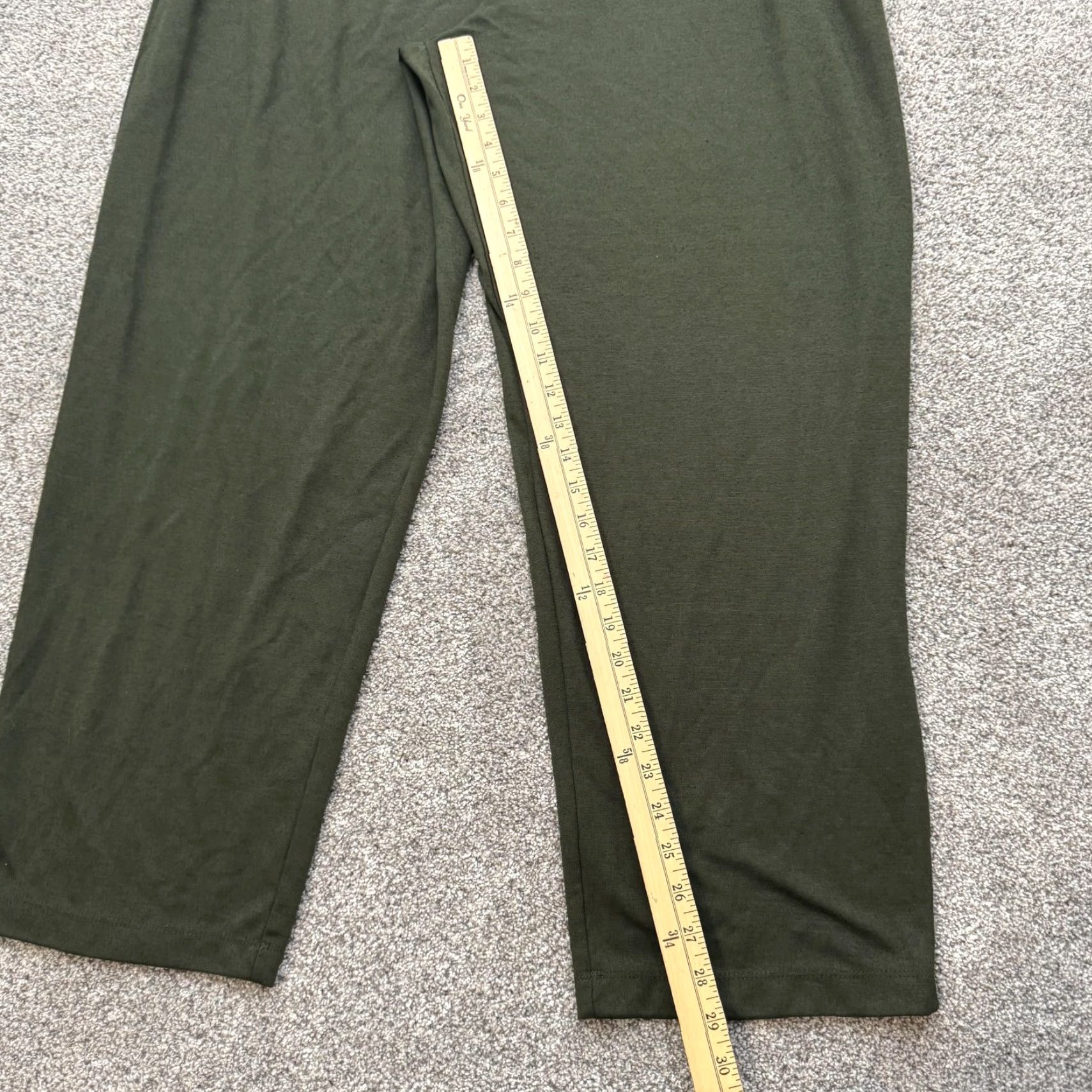 Vintage Susan Graver Pants Womens XL Green Stretch Pull On Straight Leg Lounge 34x29 USA Size 40" / US 18 - 2 Thumbnail
