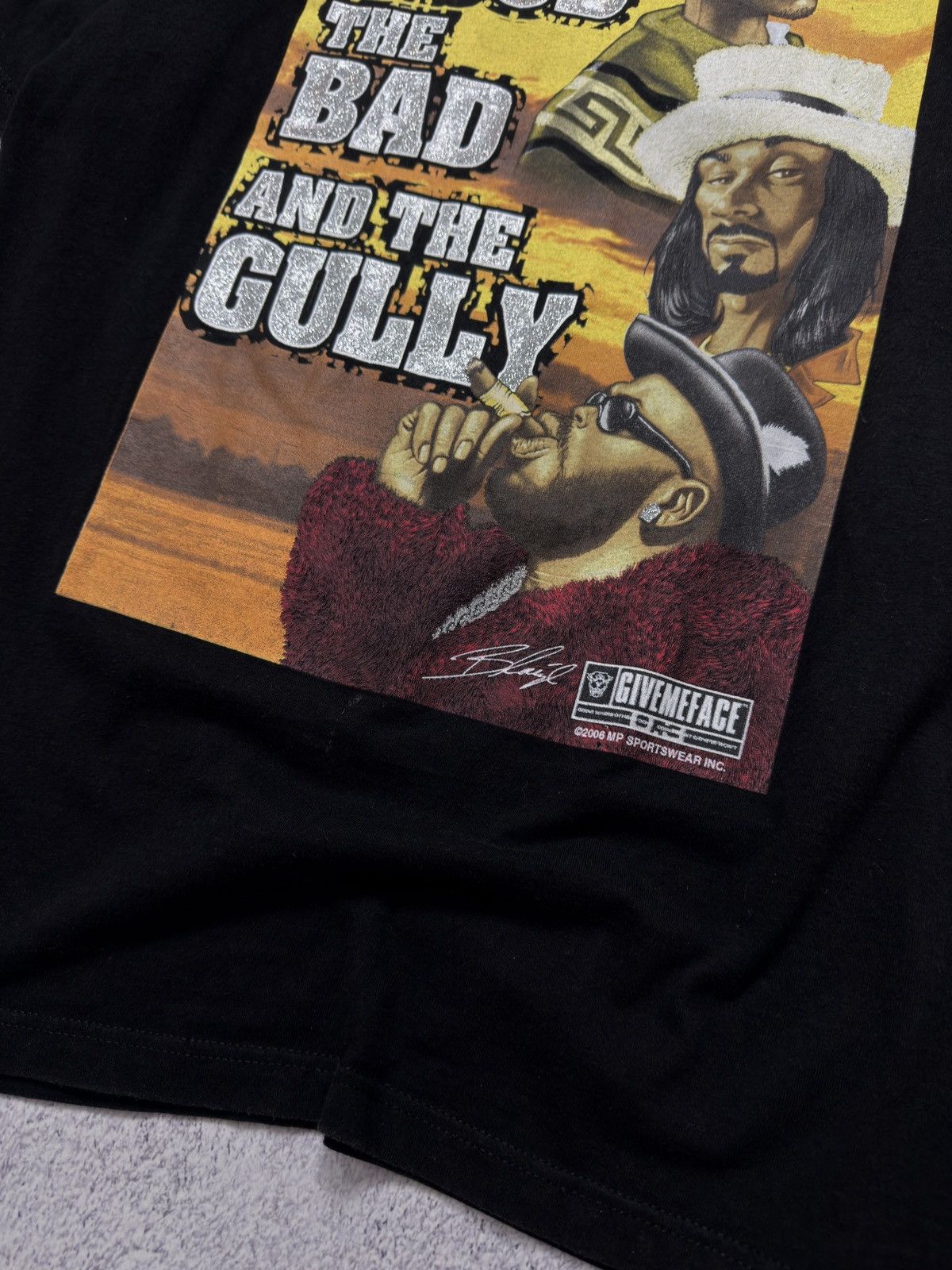 Death Row Records × Rap Tees × Vintage VTG THE HOOD THE BAD THE GULLY TUPAC SNOOP DOGG RAP T-SHIRT Size US XL / EU 56 / 4 - 5 Thumbnail
