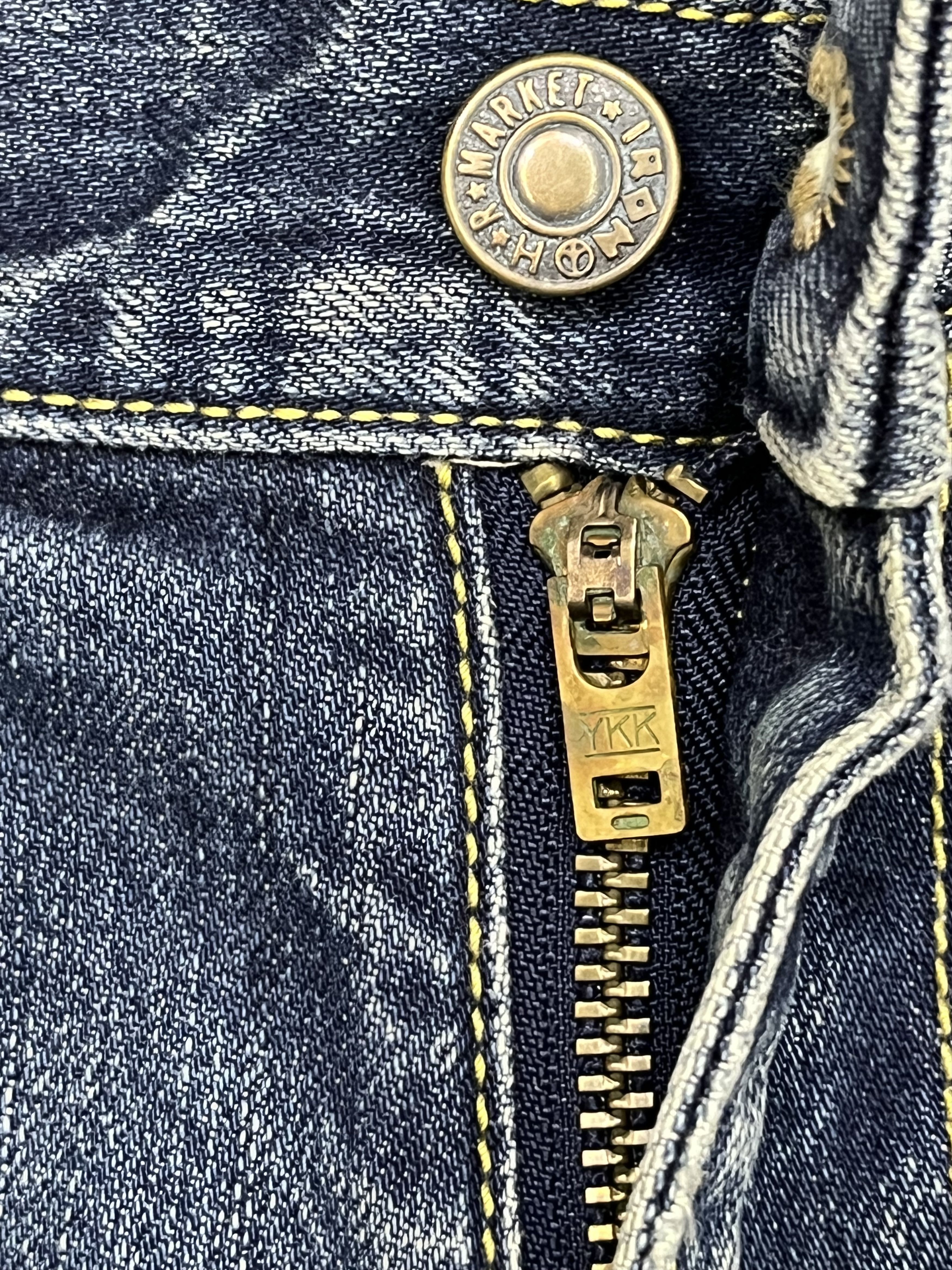 Blue Blue Japan 🔥Blue Blue Japan x HR Market Faded Distressed Denim Size US 31 - 10 Thumbnail