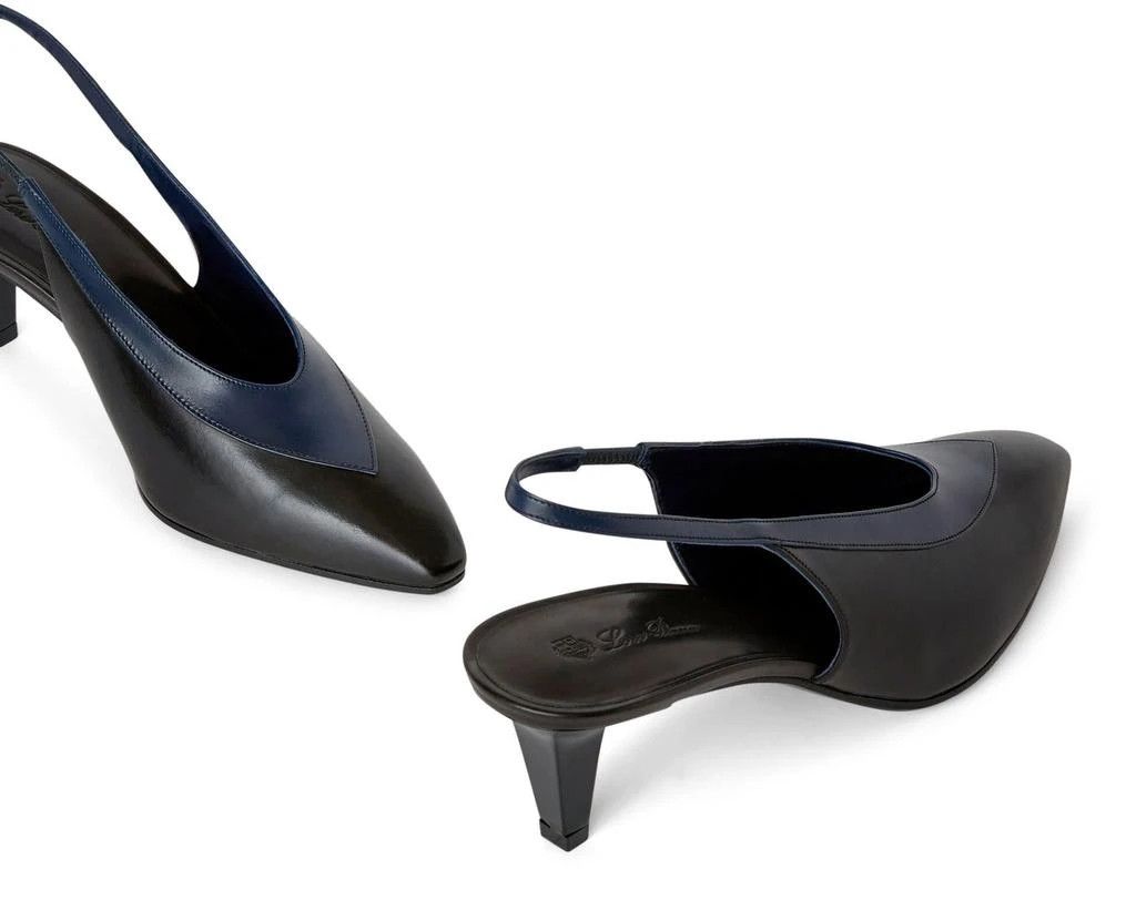Loro Piana o1srvl11e0126 Rebecca Slingback Pumps in Black/Blue Size US 8 / IT 38 - 5 Thumbnail