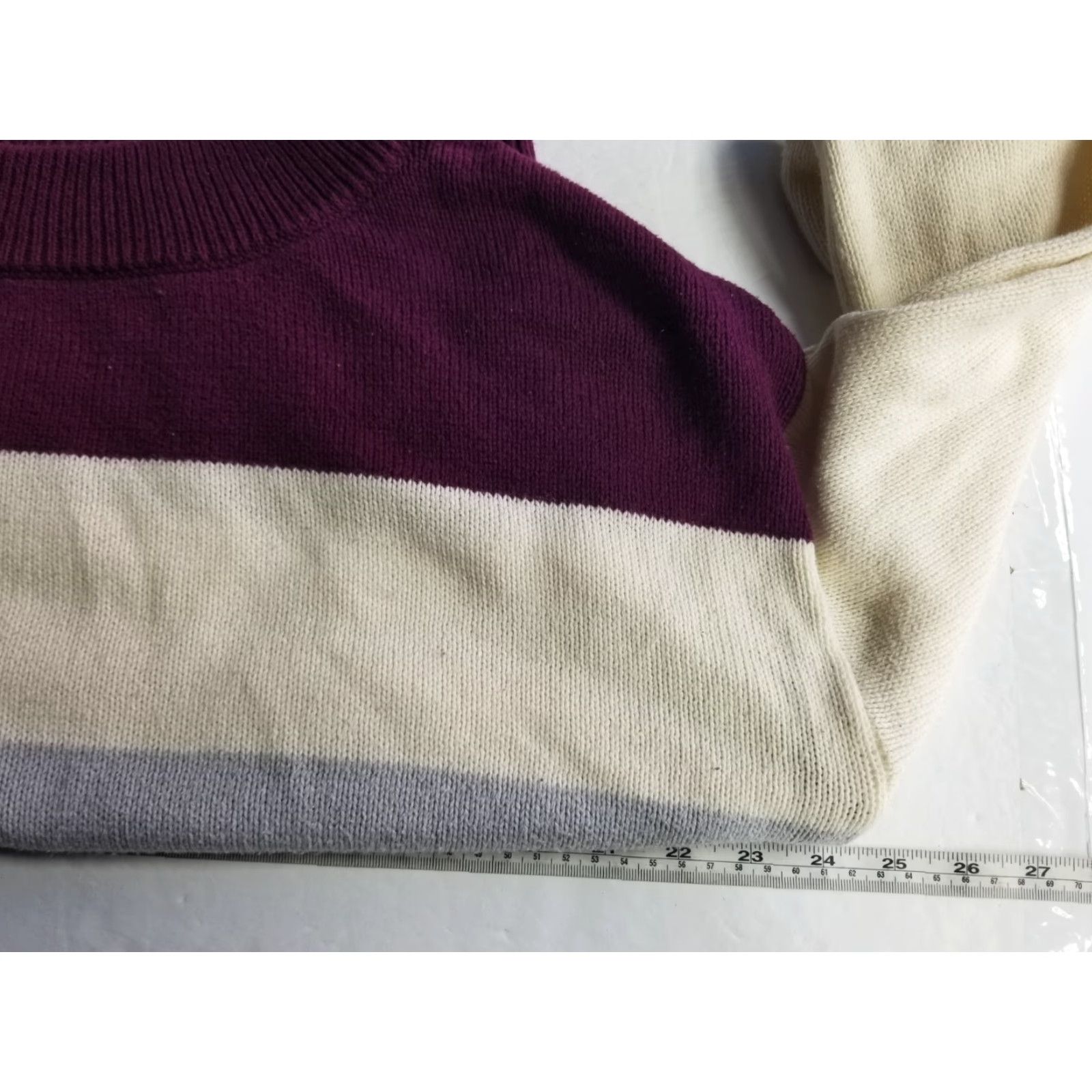 Lucky Brand Lucky Brand Sweater Women Medium Purple Pullover Knit Striped Casual Stretch Size M / US 6-8 / IT 42-44 - 4 Thumbnail