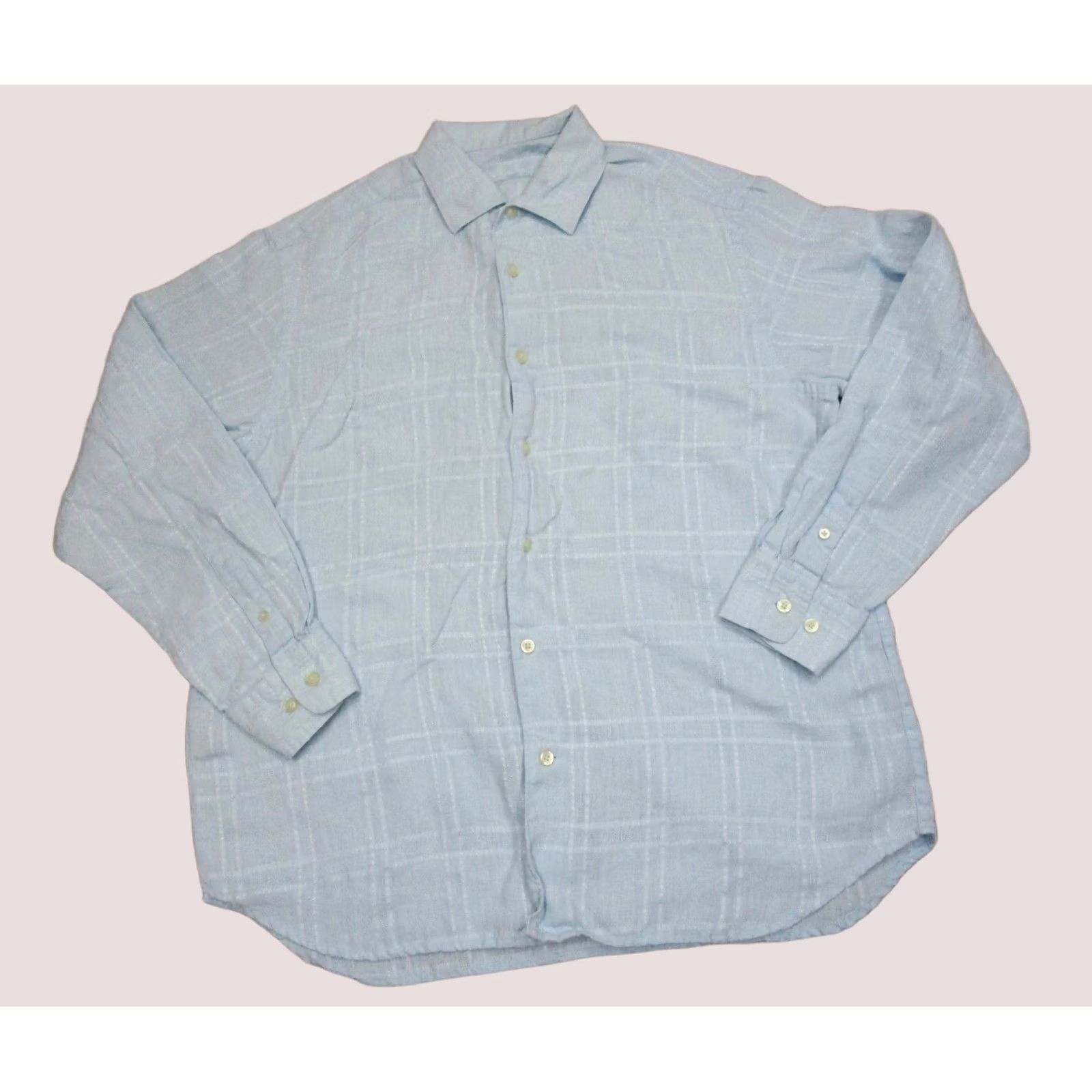 Tommy Bahama Tommy Bahama Shirt Men Large Blue Linen Long Sleeve Button Down Casual Plaid Pattern Regular Knit? Size US L / EU 52-54 / 3 - 1 Thumbnail