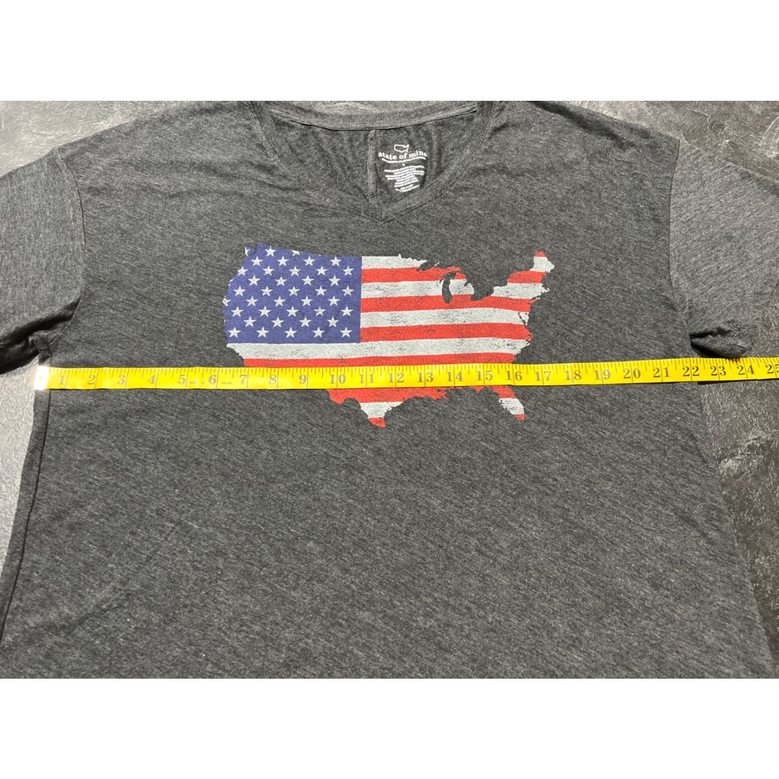 Vintage State of Mine Women’s 4th of July USA V-Neck T-Shirt Gray Charcoal Large Size L / US 10 / IT 46 - 6 Thumbnail
