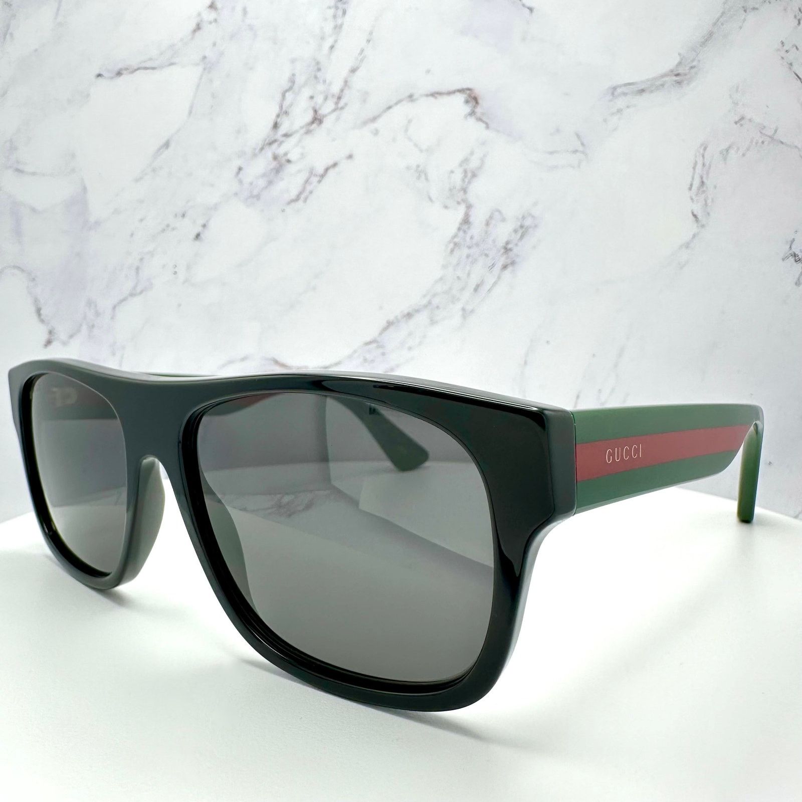 Gucci New Gucci Sunglasses Polarized Black Square Red Green Web Size ONE SIZE - 6 Thumbnail