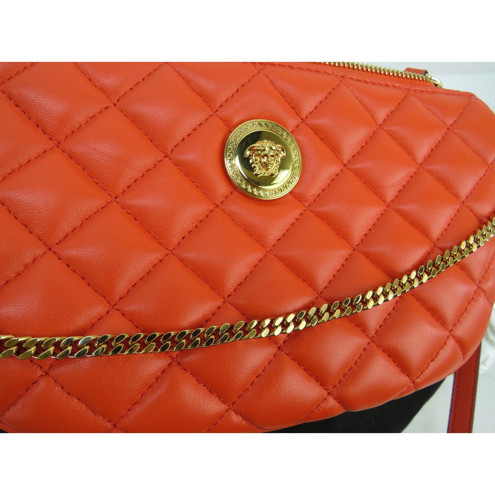 Versace VERSACE QUILTED RED LEATHER GOLD MEDUSA CHAIN 1/2 MOON BAG Size ONE SIZE - 10 Thumbnail