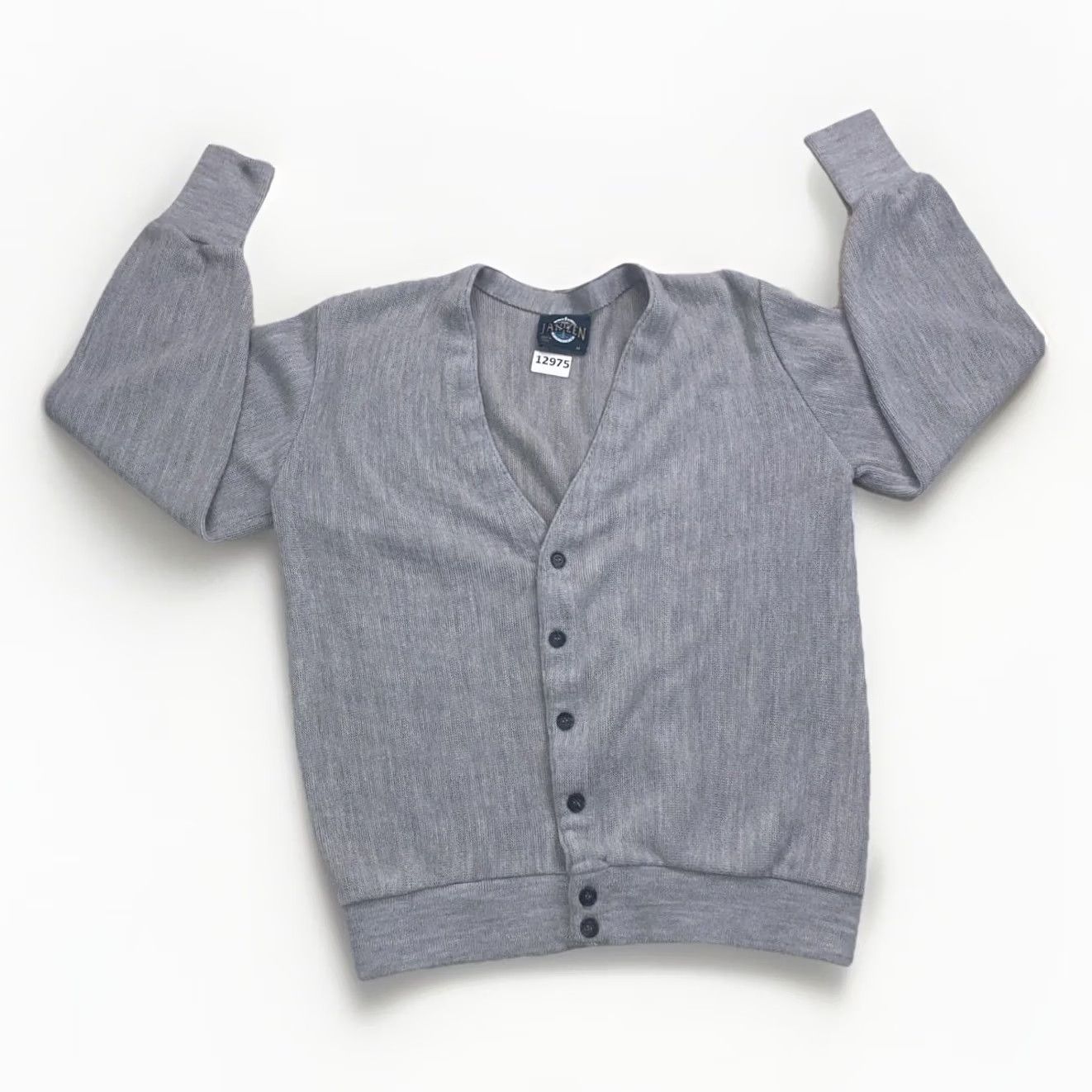Jantzen VINTAGE Jantzen Cardigan Mens Knit C-Neck Gray 90s USA Made Medium M Size Regular Long Sleeve Size US M / EU 48-50 / 2 - 2 Thumbnail