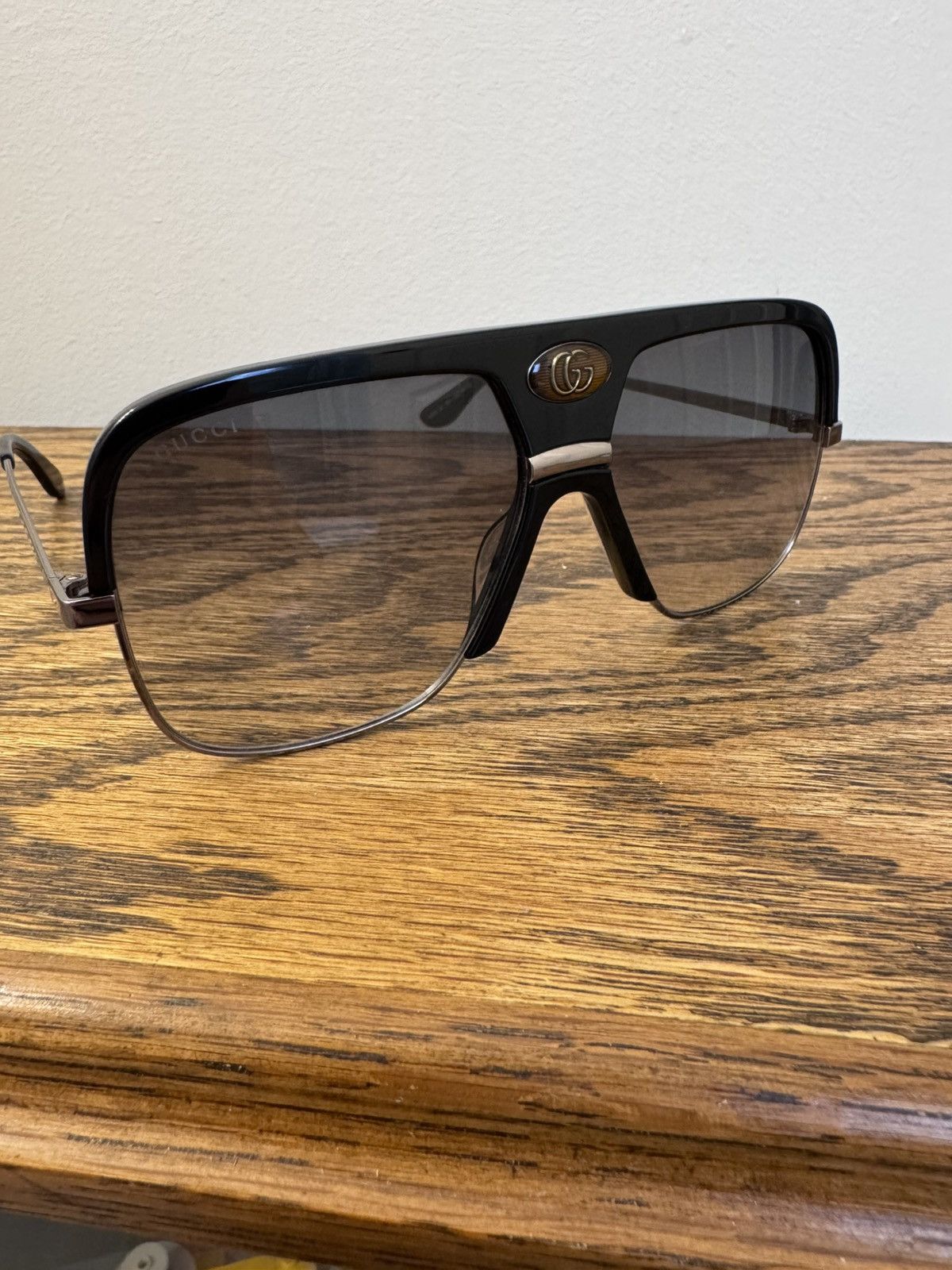 Gucci Gucci Aviator Sunglasses Black Gradient GG Motif Size ONE SIZE - 1 Thumbnail