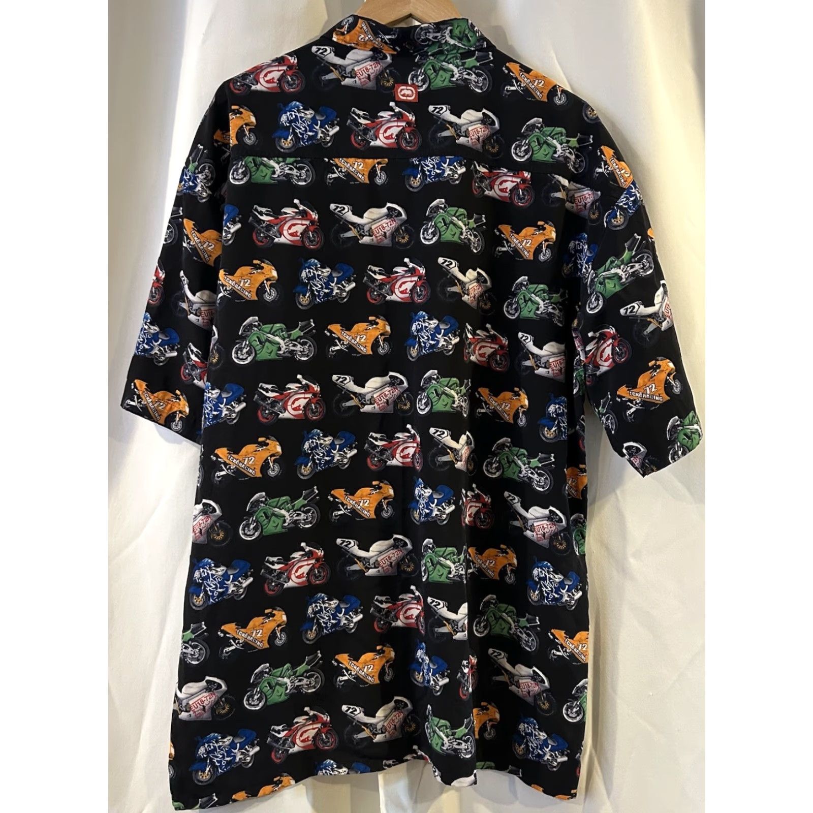 Ecko Unltd. VINTAGE Ecko Unltd. Men Shirt XL Black Short Sleeve Button-Up Graphic Print Motorcycle Racing 90s? (Not adding decade unless in title). Size US XL / EU 56 / 4 - 6 Thumbnail