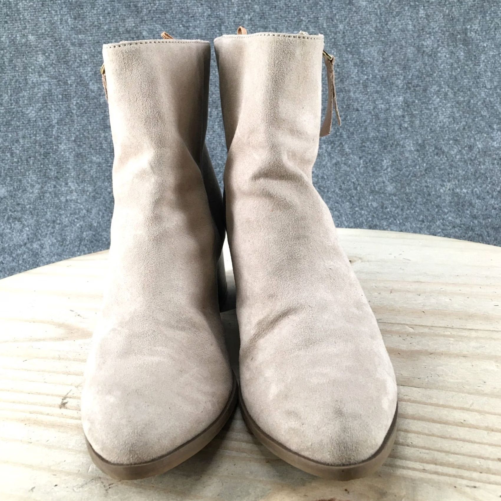 Old Navy Old Navy Boots Womens 6 Beige Ankle Bootie Block Heels Side Zip Suede Casual Size US 6 / IT 36 - 7 Thumbnail