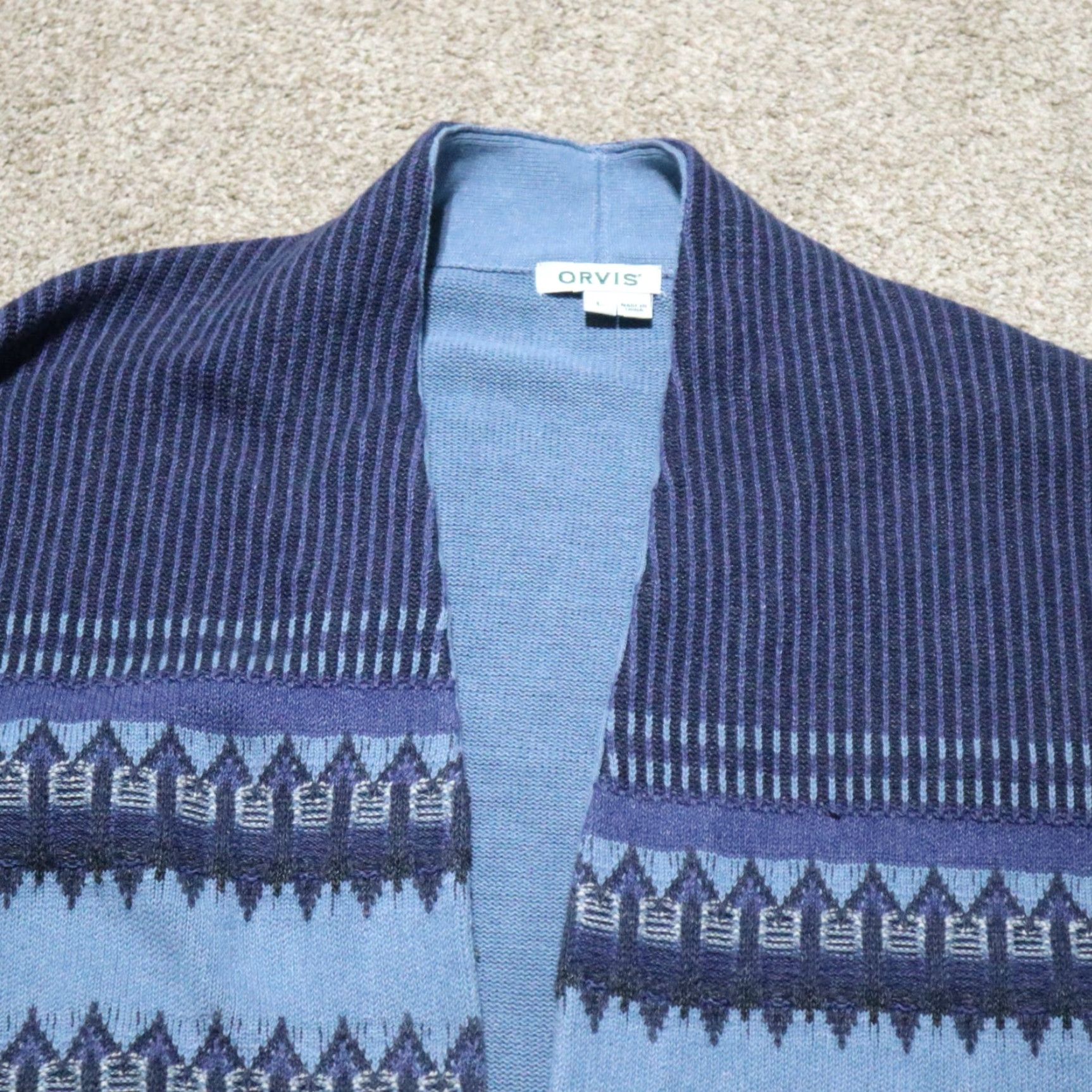 Orvis VINTAGE Orvis Cotton Knit Cardigan Women's Size Large Blue Casual Open Front Pockets Sweater Size L / US 10 / IT 46 - 2 Thumbnail