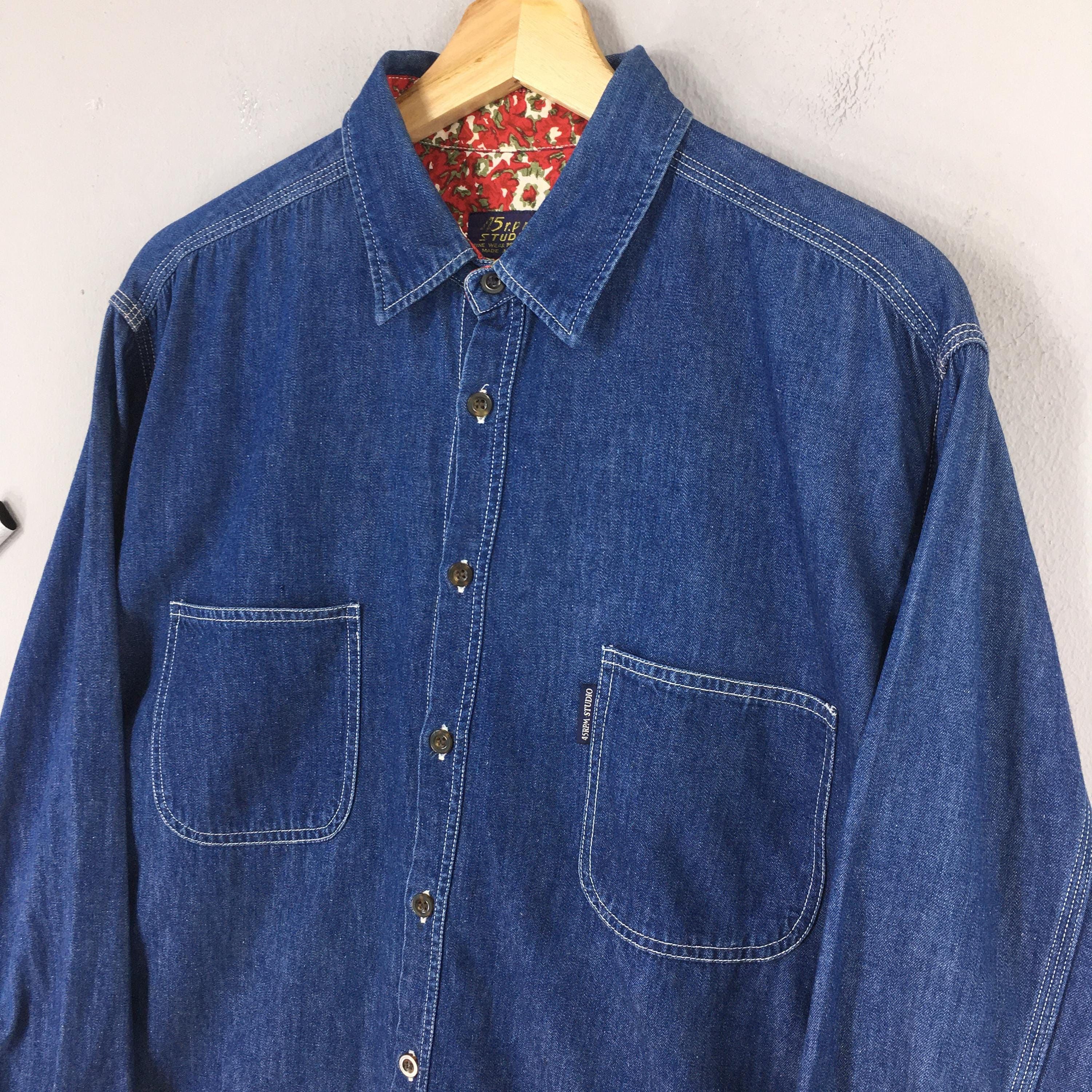 45rpm Vintage 45 RPM Studio Blue Jeans Shirt Large Size US L / EU 52-54 / 3 - 3 Thumbnail